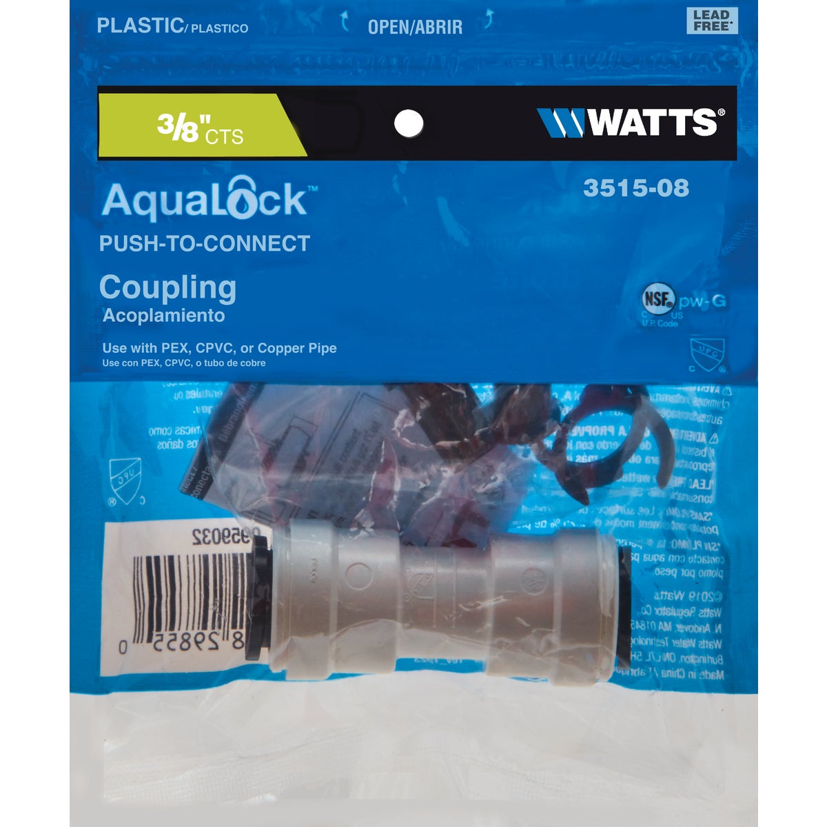 Watts 3/8 In. x 3/8 In. Quick Connect Plastic Coupling Image 2