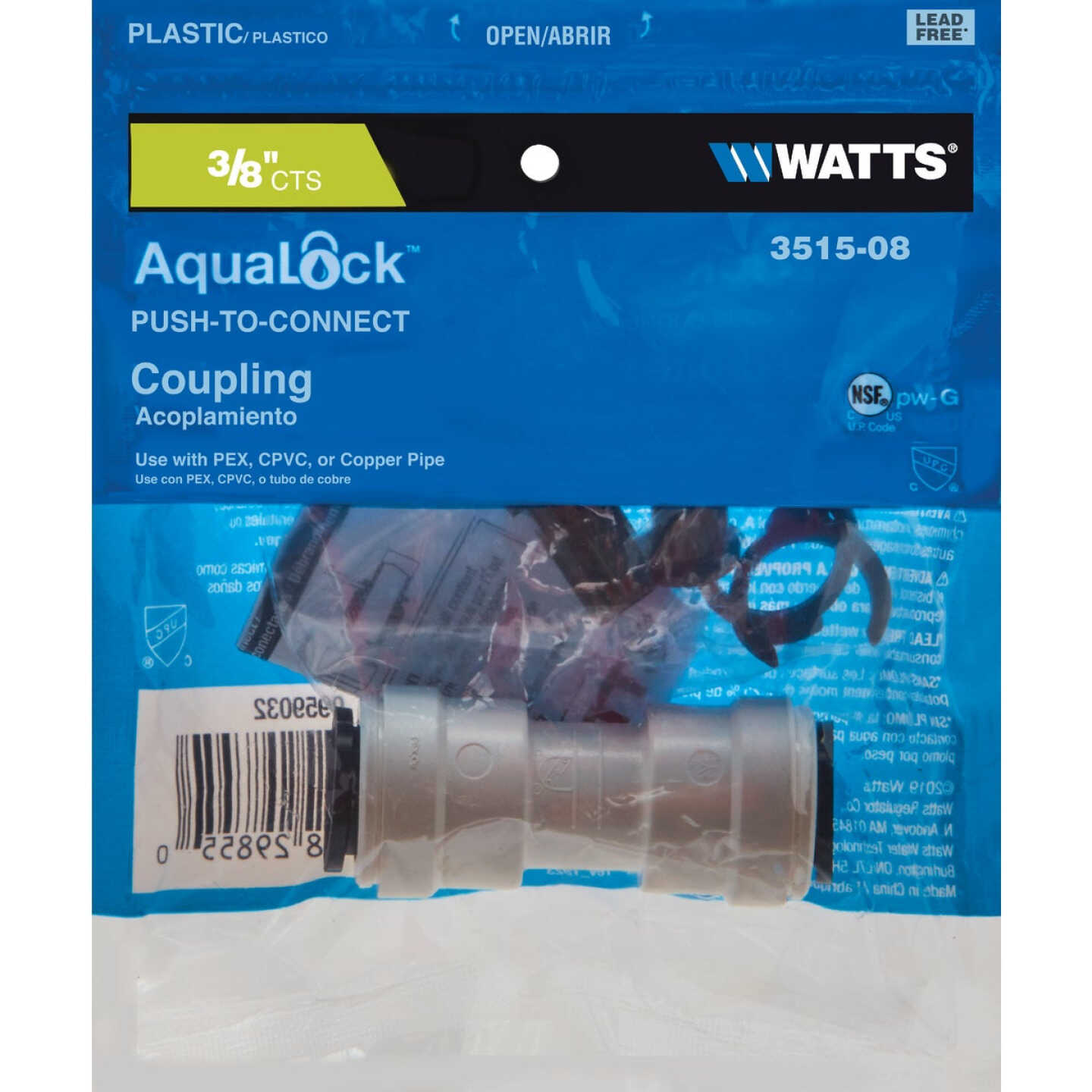 Watts 3/8 In. x 3/8 In. Quick Connect Plastic Coupling Image 2