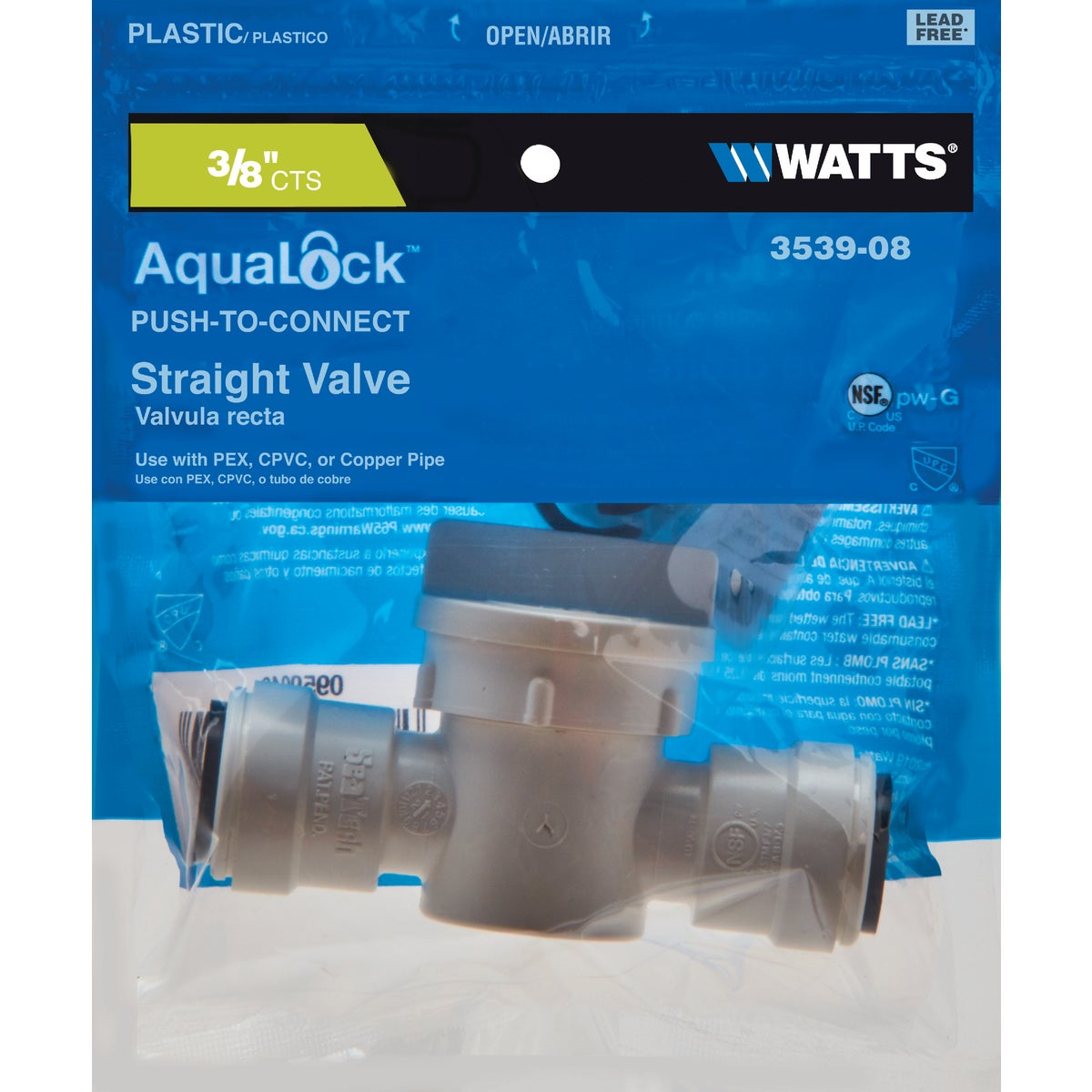Watts 3/8 In. CTS X 3/8 In. QC Plastic Push Valve Image 2