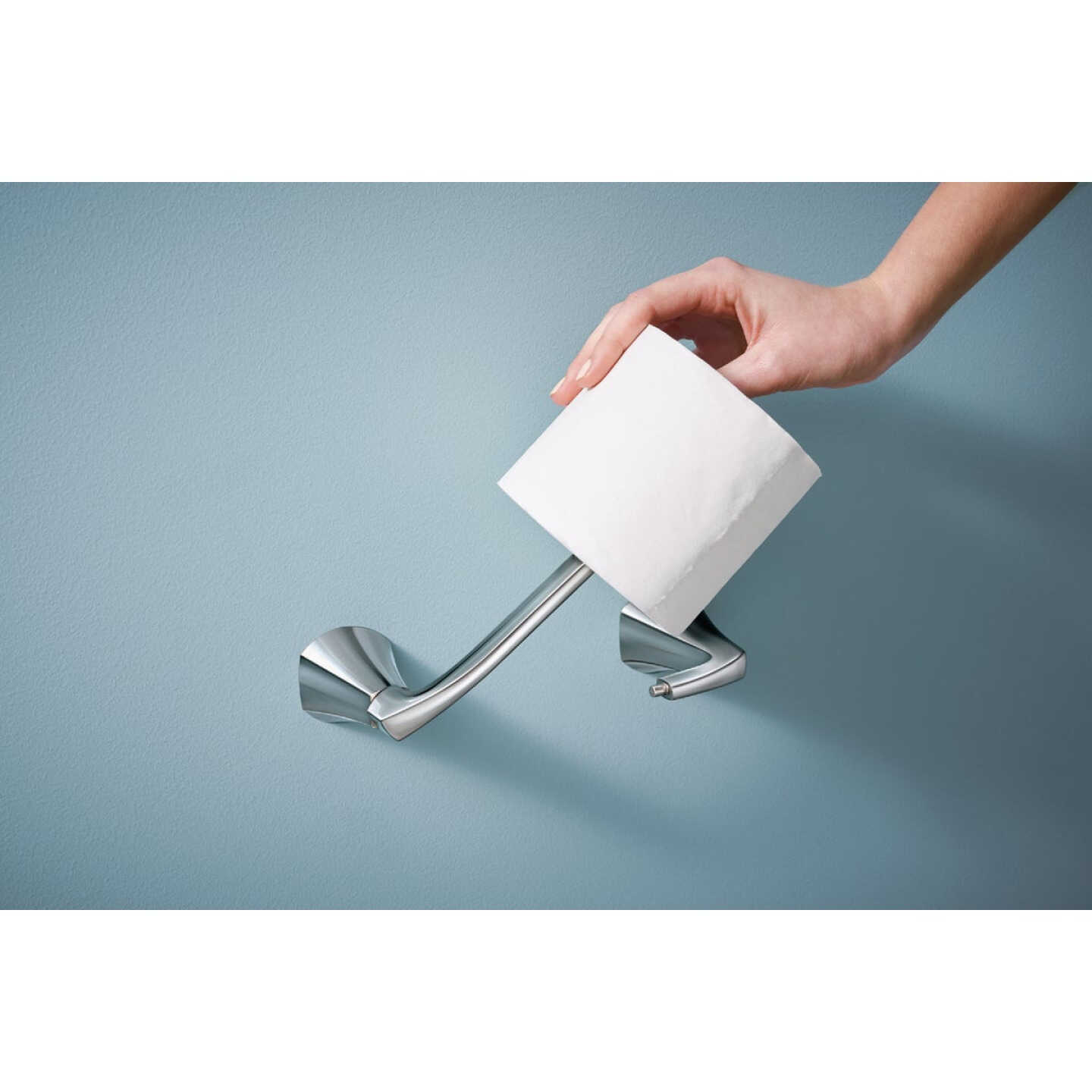 Moen Lindor Wall Mount Pivoting Toilet Paper Holder, Chrome Image 2