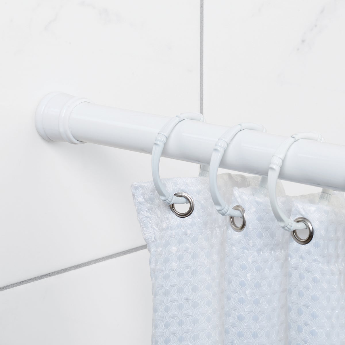 Zenith Zenna Home Straight 24 In. To 40 In. Adjustable Tension Shower Rod in White Image 2