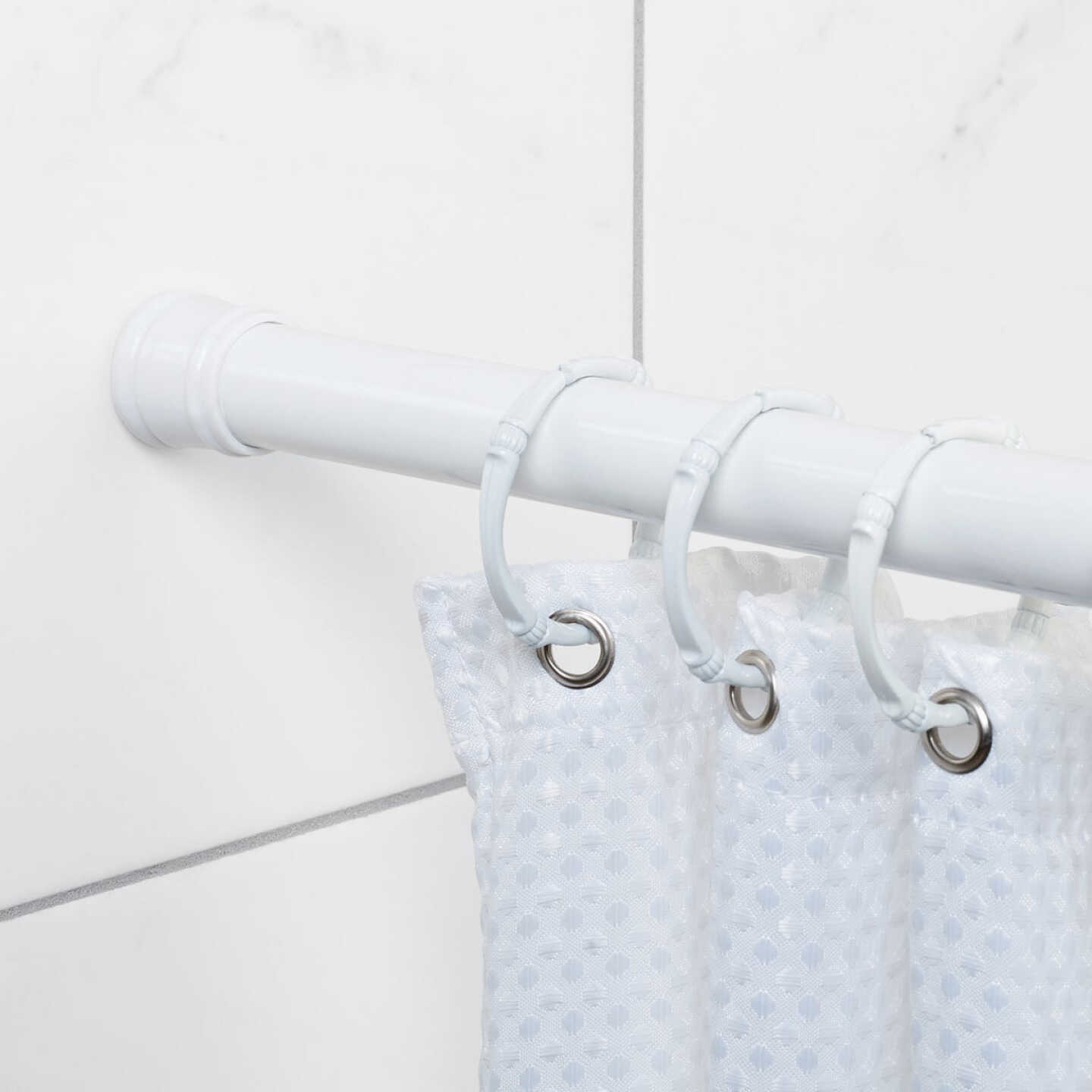 Zenith Zenna Home Straight 24 In. To 40 In. Adjustable Tension Shower Rod in White Image 2
