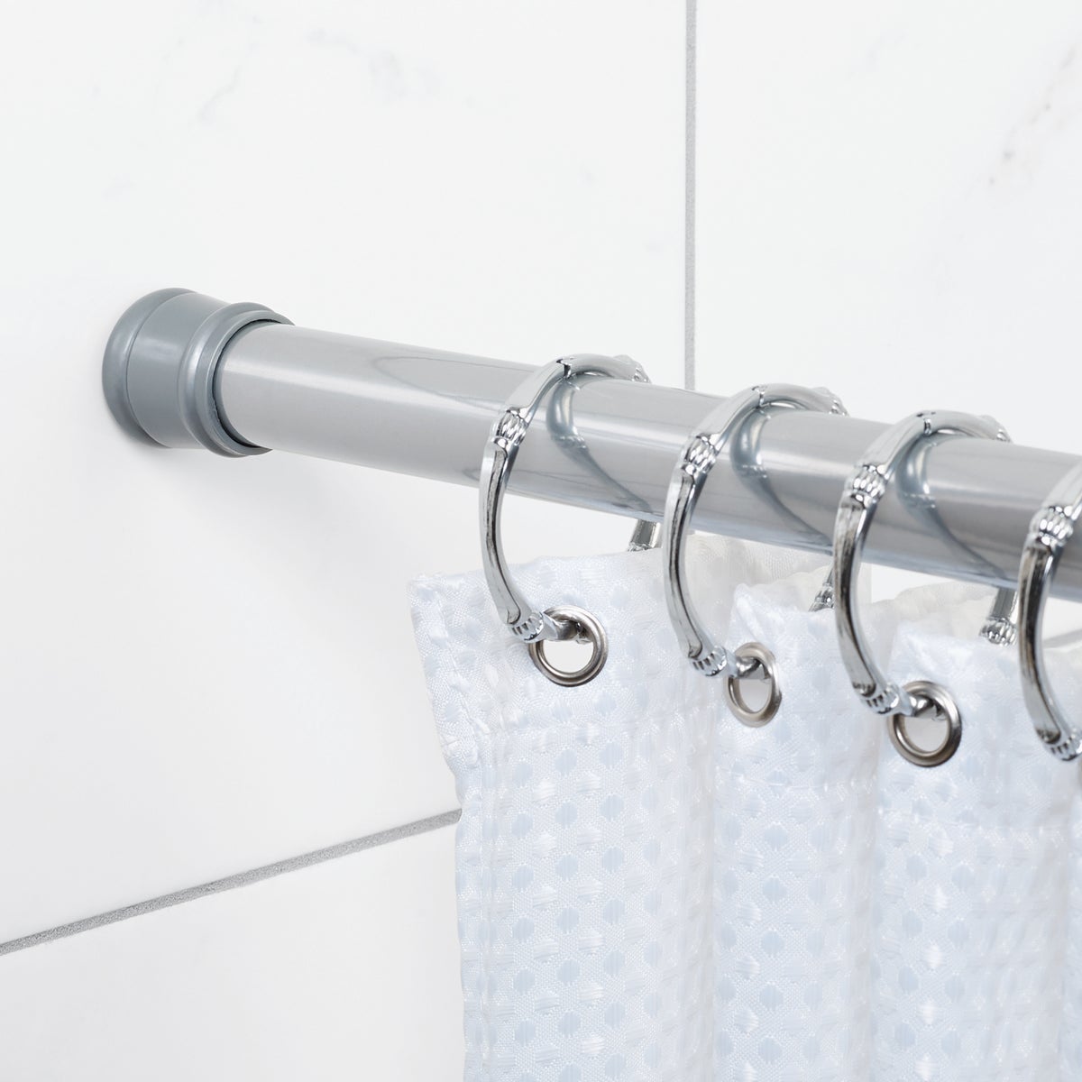 Zenith Zenna Home Straight 42 In. To 72 In. Adjustable Tension Shower Rod in Chrome Image 2