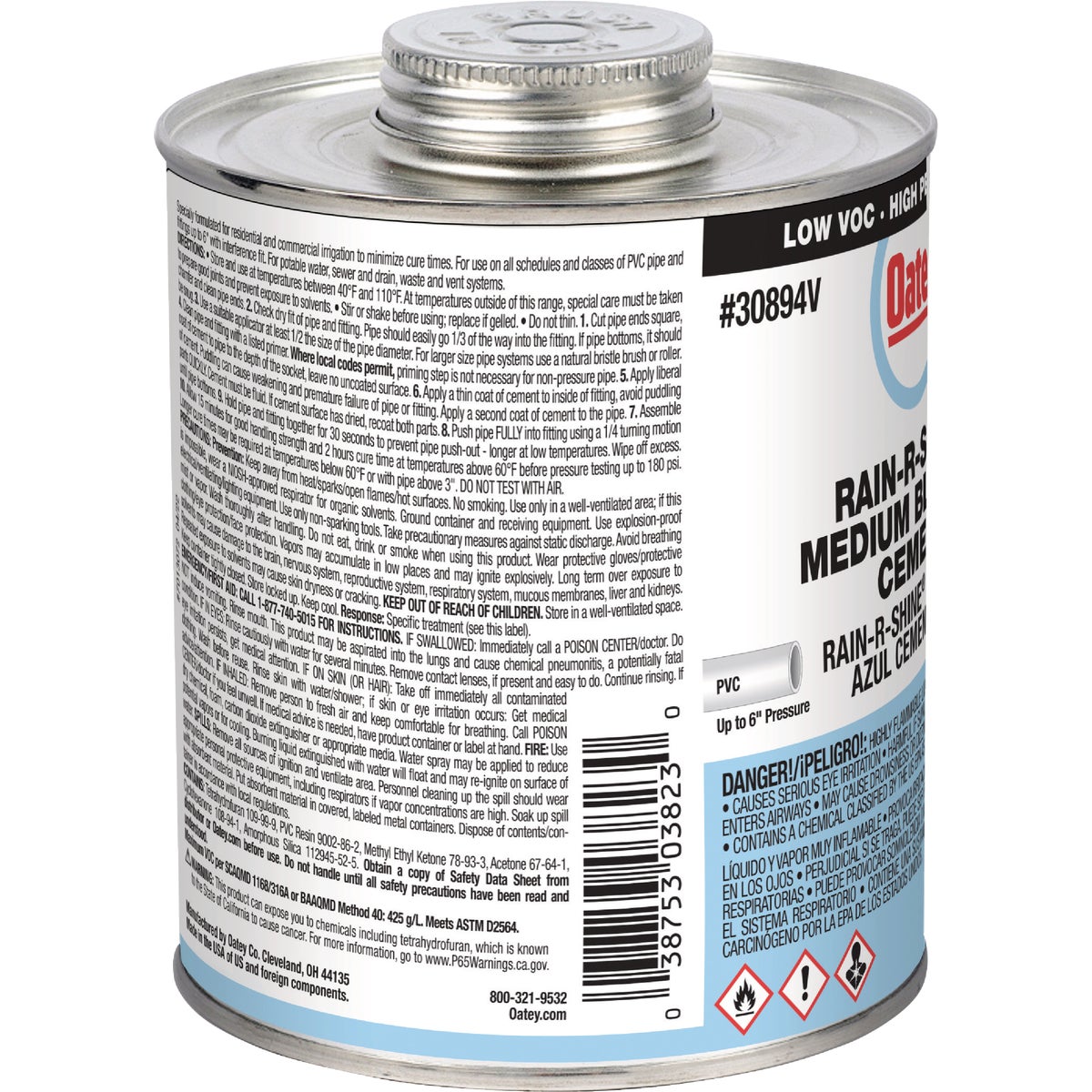 Oatey Rain-R-Shine 32 Oz. Low Voc Medium Bodied Blue PVC Cement Image 2