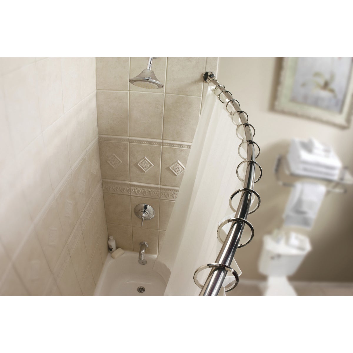Moen Curved 54 In. To 72 In. Adjustable Fixed Shower Rod in Chrome Image 1