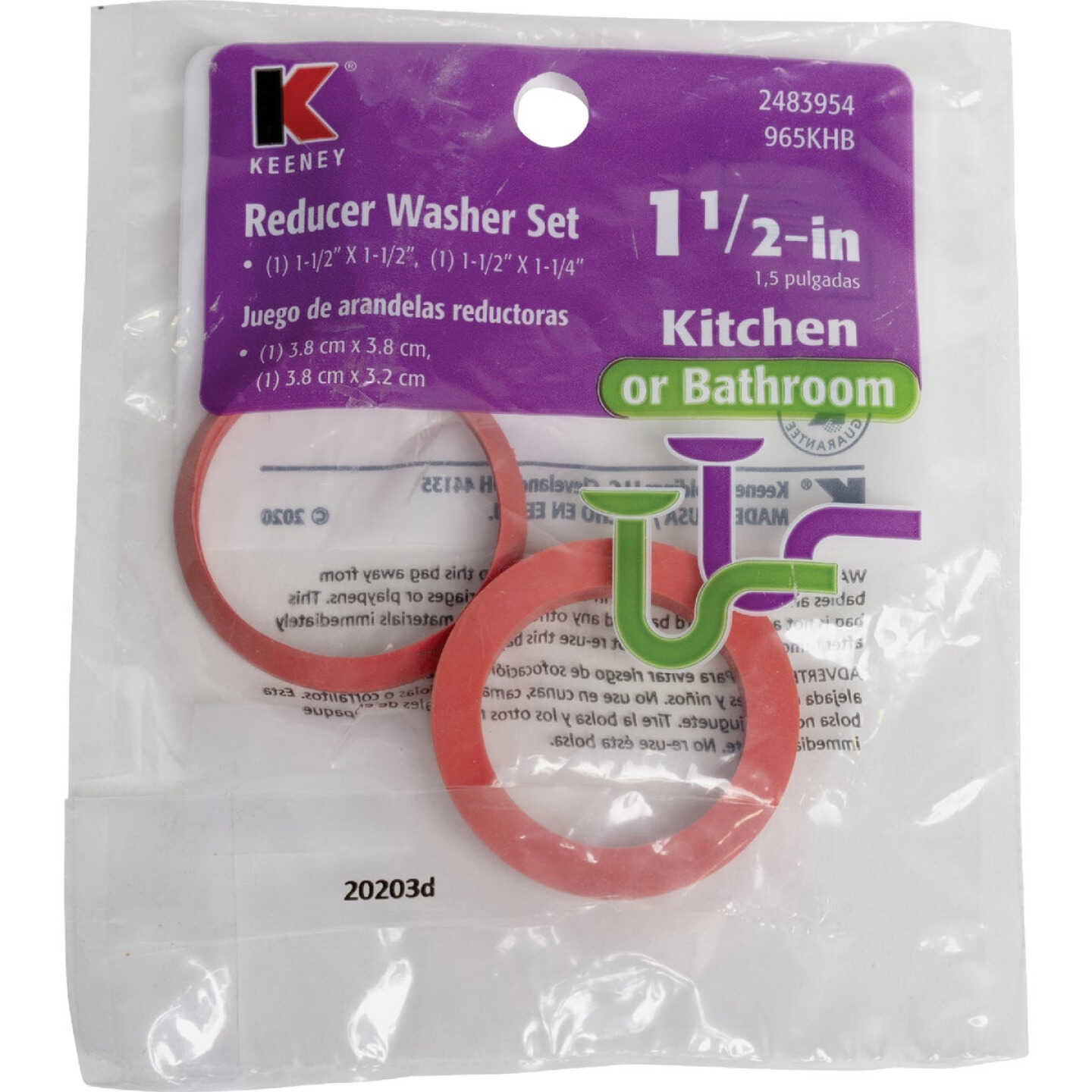 Keeney 1-1/2 In. x 1-1/4 In. Clear Poly Slip Joint Washers (2-Pack) Image 3