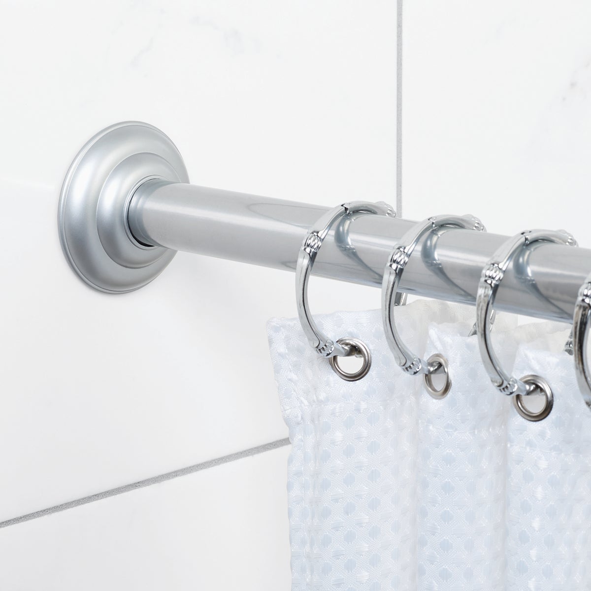 Zenith Zenna Home Straight 41 In. To 72 In. Adjustable Fixed Shower Rod in Chrome Image 2