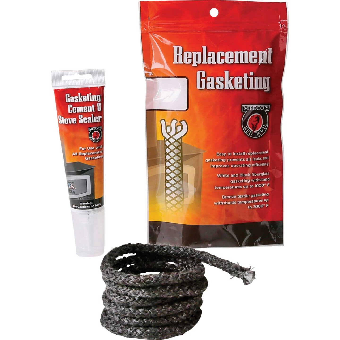 Meeco's Red Devil Gasketing Cement/Stove Sealer and 1/2 In. x 6 Ft. Replacement Rope Gasket Kit Image 1
