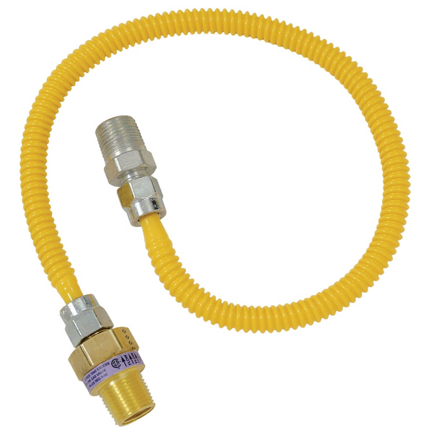 Dormont 3/8 In. OD x 48 In. Coated Stainless Steel Gas Connector, 1/2 In. MIP (Tapped 3/8 In. FIP) x 1/2 In. MIP SmartSense Image 1