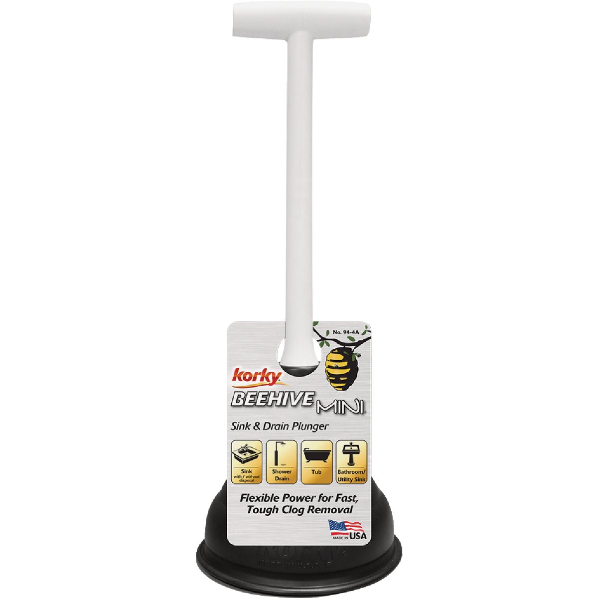 Korky BEEHIVE 5-1/2 In. Mini Sink & Drain Plunger Image 3