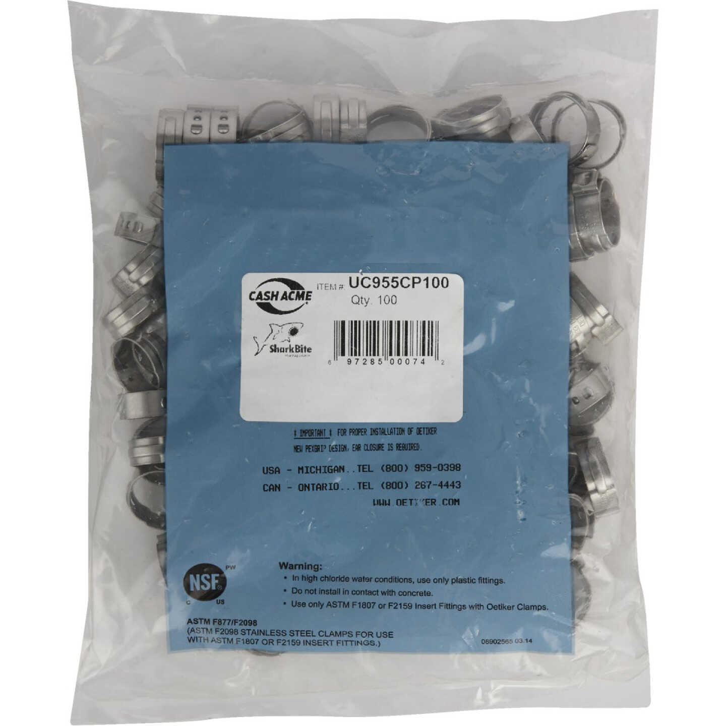 SharkBite 3/4 In. Stainless Steel PEX Cinch Clamps (100-Pack) Image 2