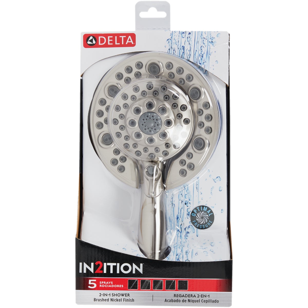 Delta In2ition 5-Spray 1.75 GPM Two-in-One Combo Handheld Shower Head, Brushed Nickel Image 2