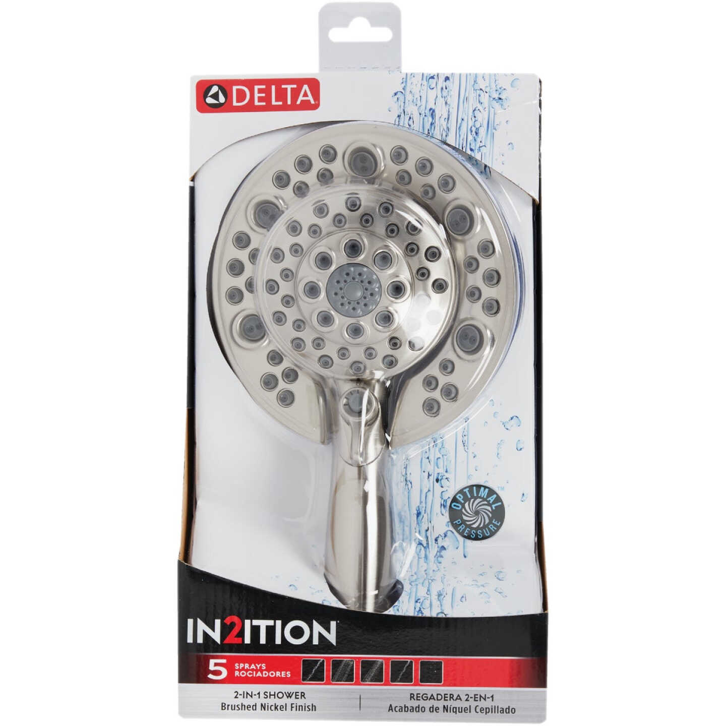 Delta In2ition 5-Spray 1.75 GPM Two-in-One Combo Handheld Shower Head, Brushed Nickel Image 2