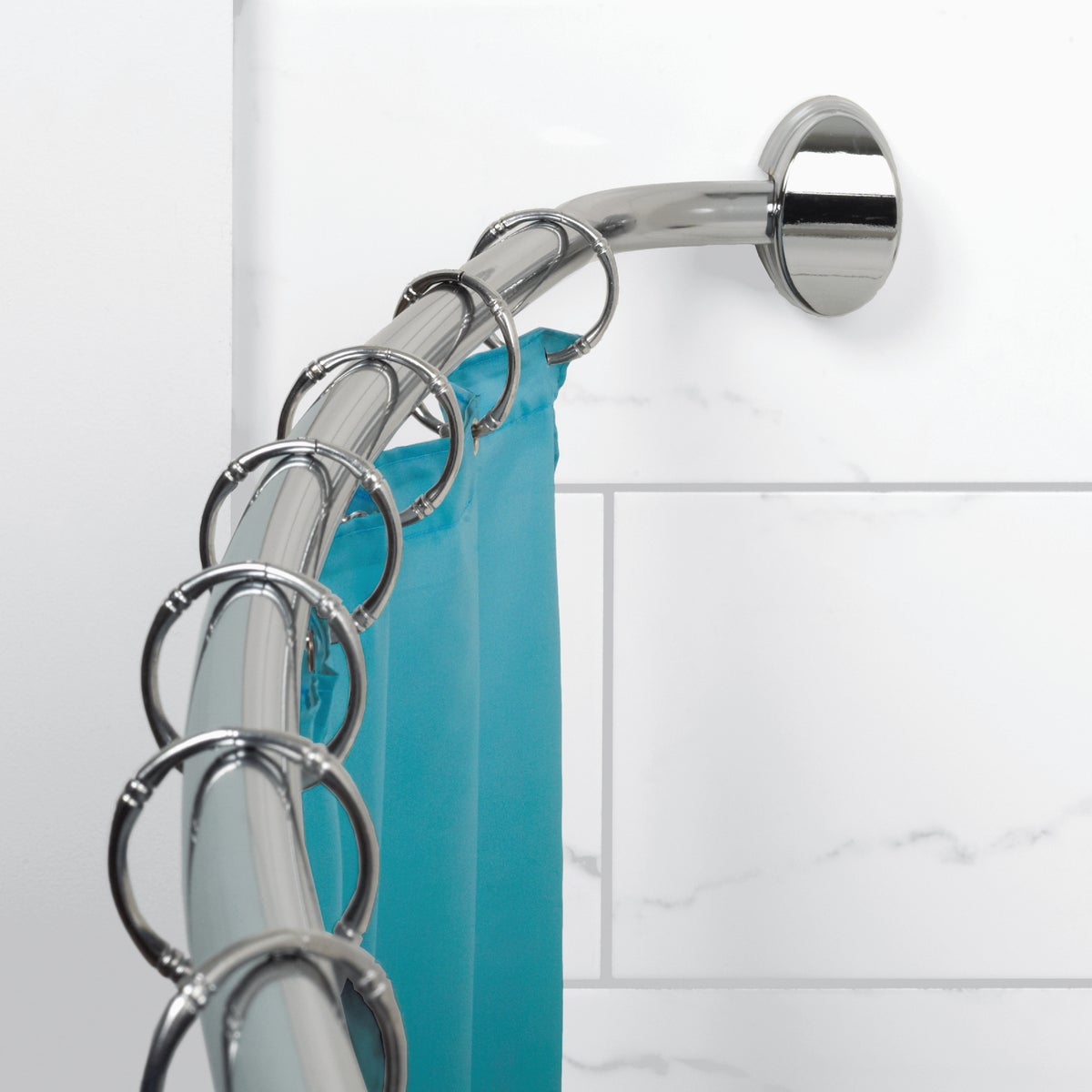Zenith Zenna Home Curved 60 In. To 72 In. Adjustable Fixed Shower Rod in Chrome Image 2