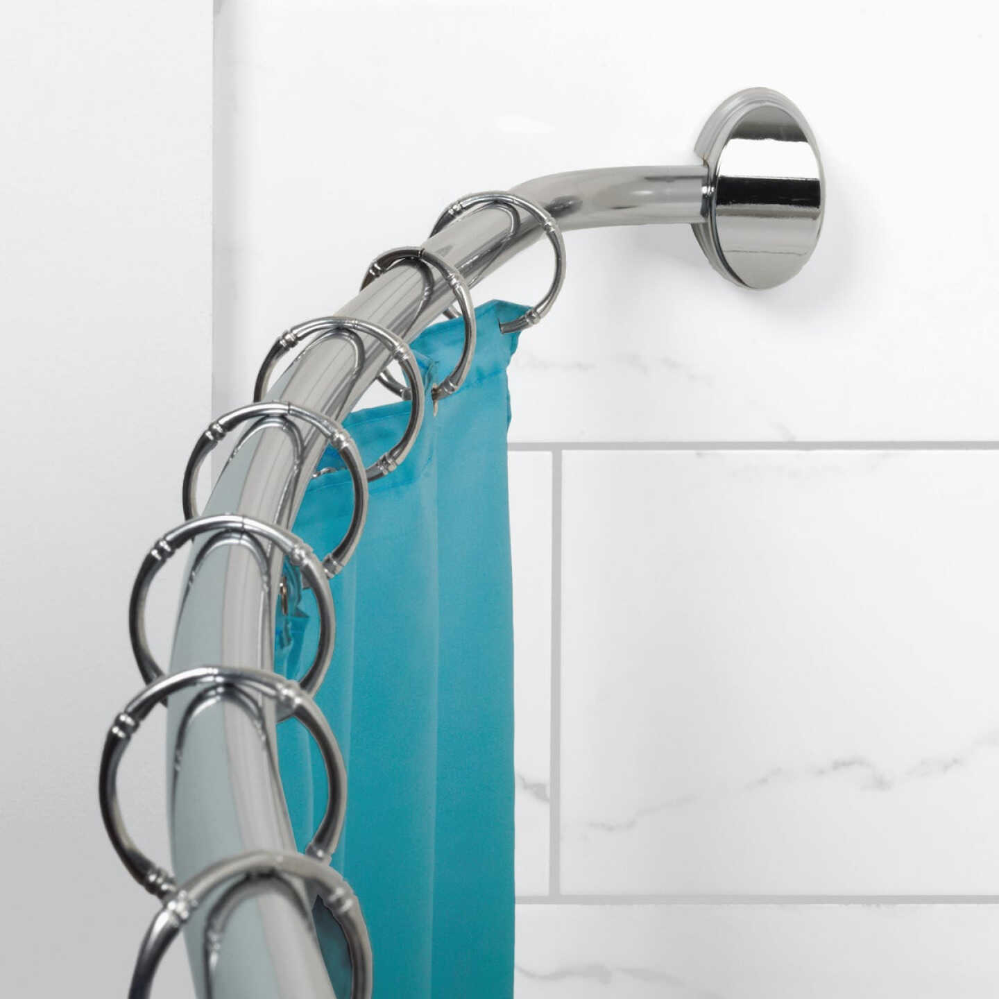 Zenith Zenna Home Curved 60 In. To 72 In. Adjustable Fixed Shower Rod in Chrome Image 2