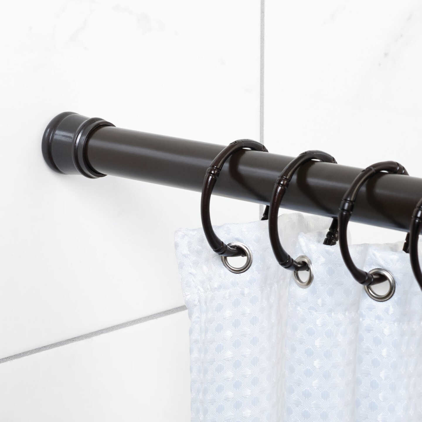 Zenith Zenna Home Straight 41 In. To 72 In. Adjustable Tension Shower Rod in Oil Rubbed Bronze Image 2