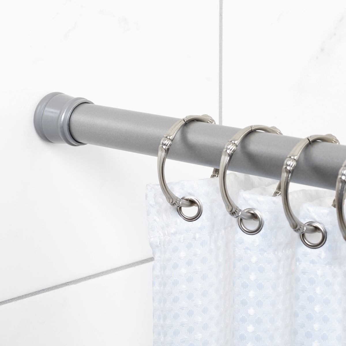 Zenith Zenna Home Straight 41 In. To 72 In. Adjustable Tension Shower Rod in Brushed Chrome Image 2
