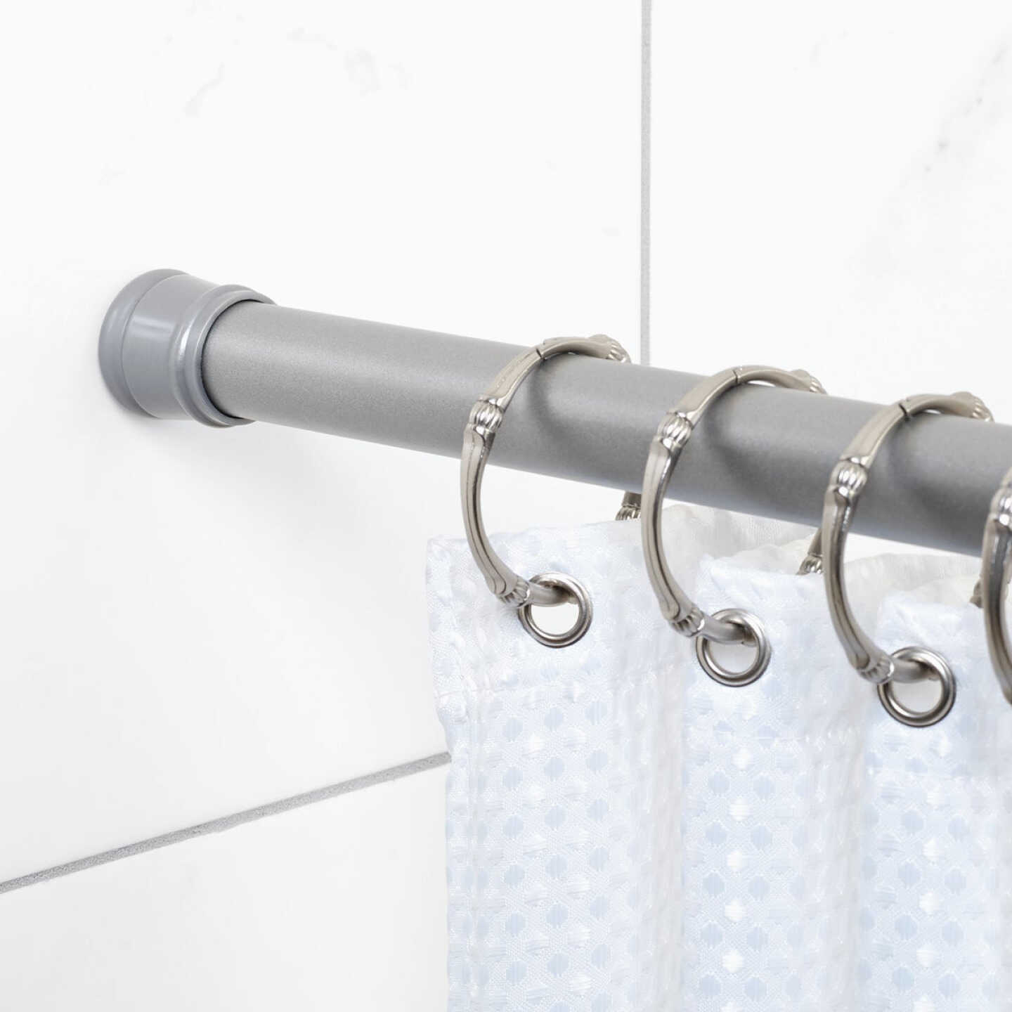 Zenith Zenna Home Straight 41 In. To 72 In. Adjustable Tension Shower Rod in Brushed Chrome Image 2