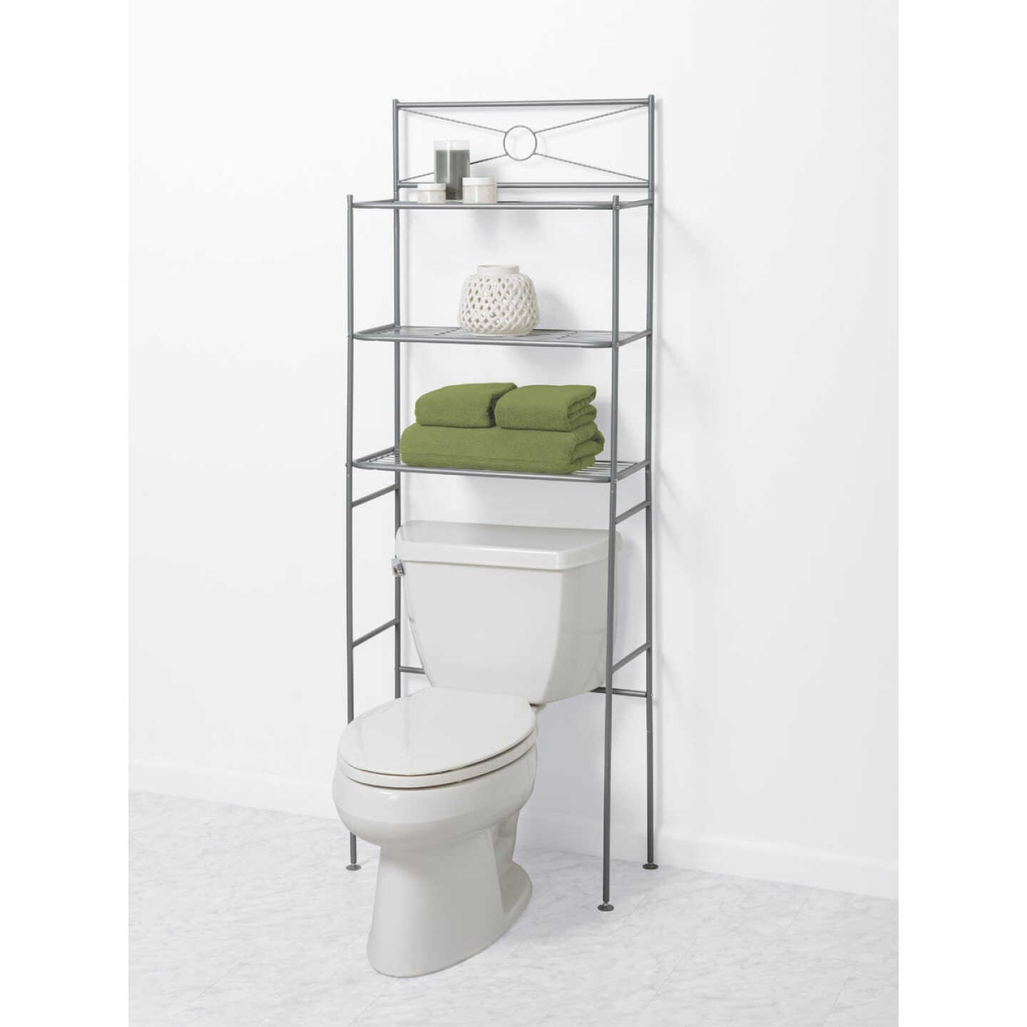 Zenith Zenna Home Spacesaver Satin Nickel Over-the-Toilet Shelf Cabinet, 3 Shelf Image 2