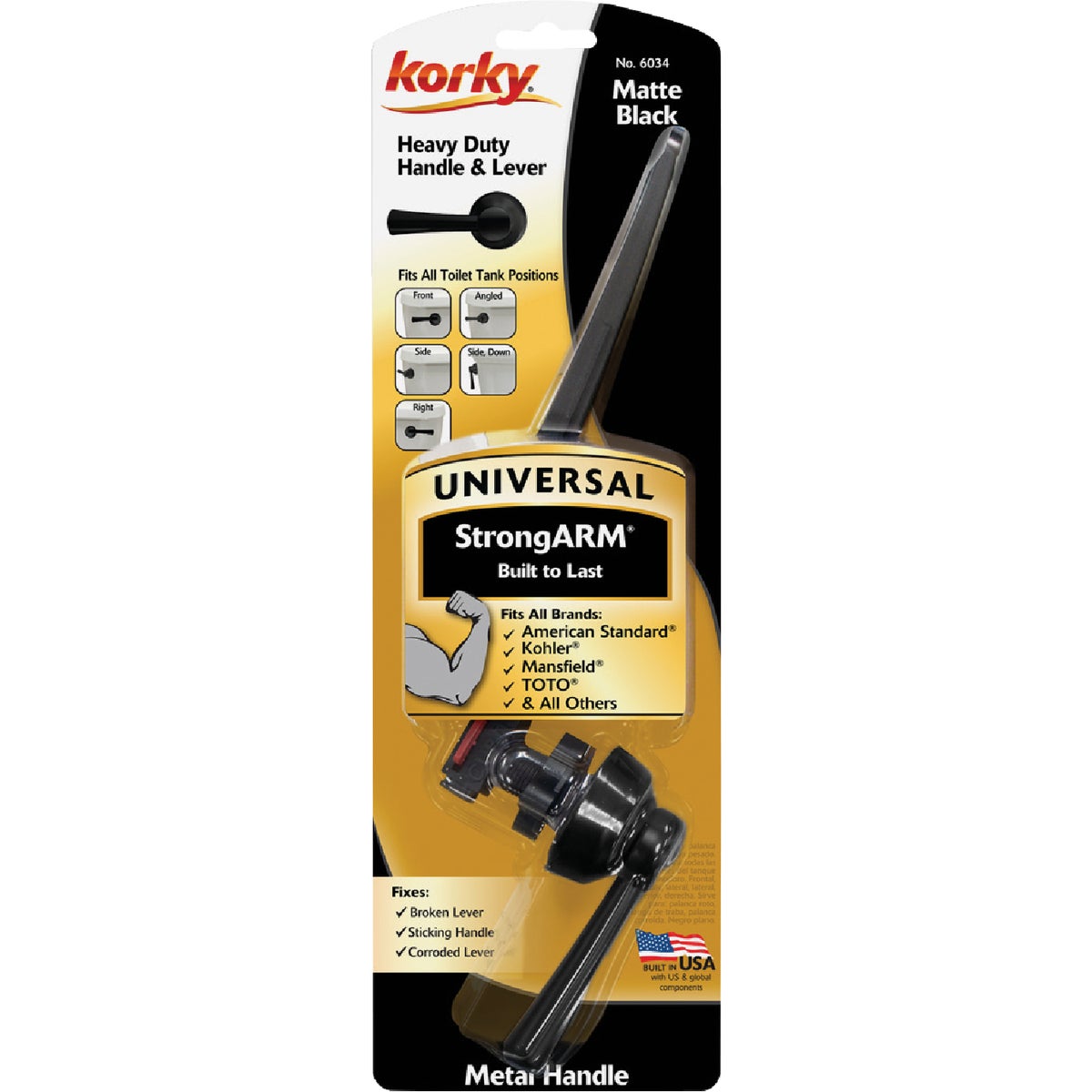 Korky StrongARM Universal Matte Black Tank Lever with Simple Handle Image 8