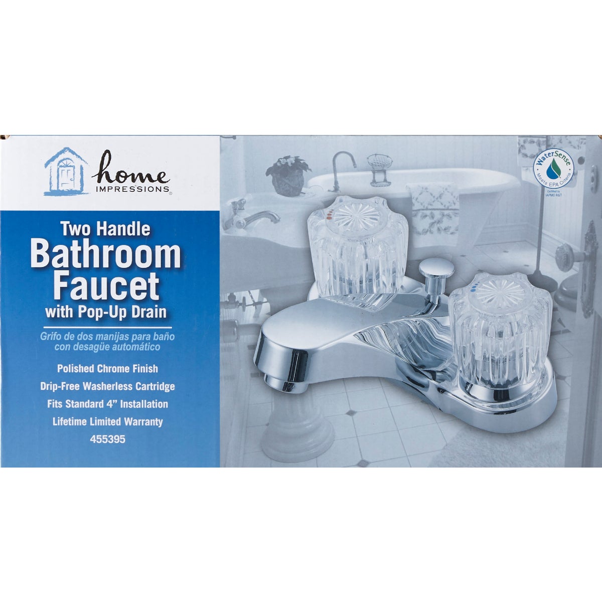 Home Impressions Chrome 2-Handle Knob 4 In. Centerset Bathroom Faucet with Pop-Up Image 3