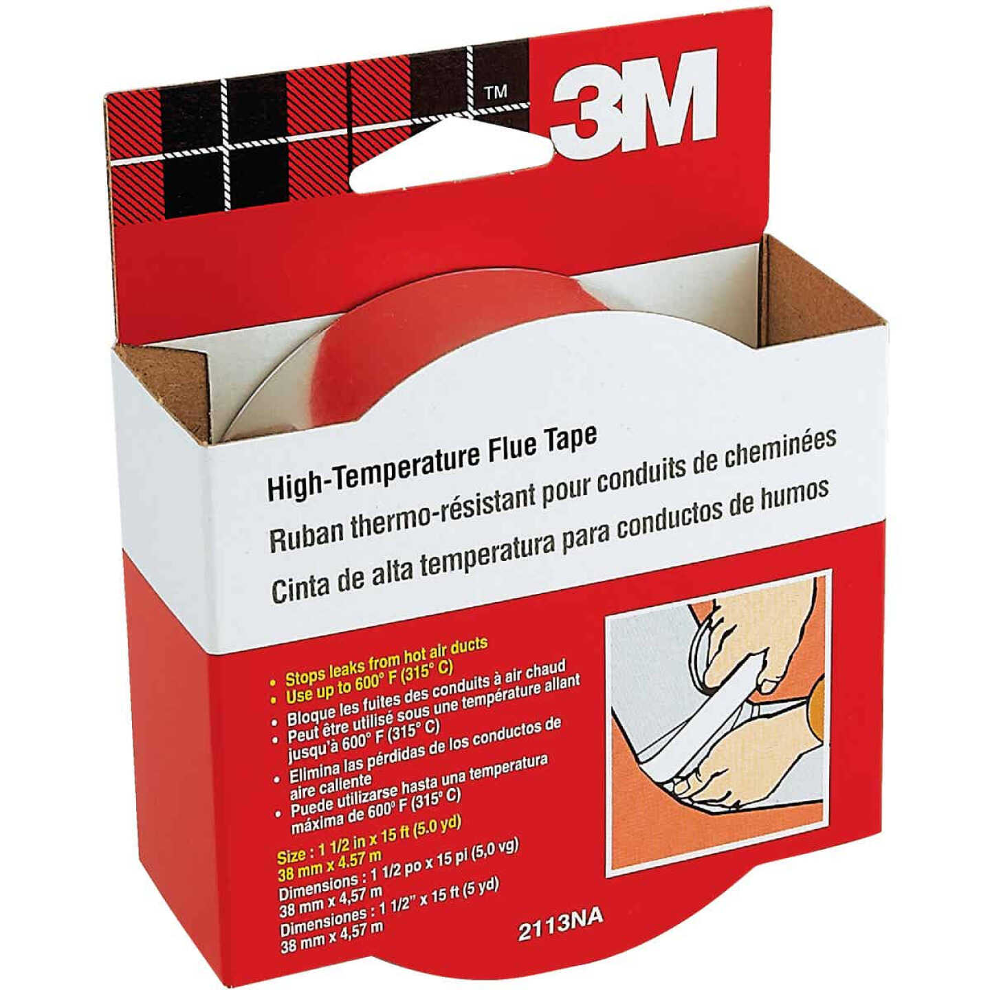 3M 1-1/2 In. x 15 Ft. High-Temperature Flue Tape, Silver Image 1
