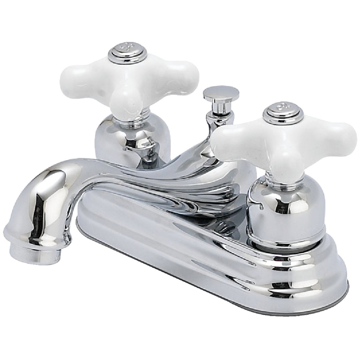 Home Impressions Chrome 2-Handle Cross Knob 4 In. Centerset Bathroom Faucet with Pop-Up Image 1