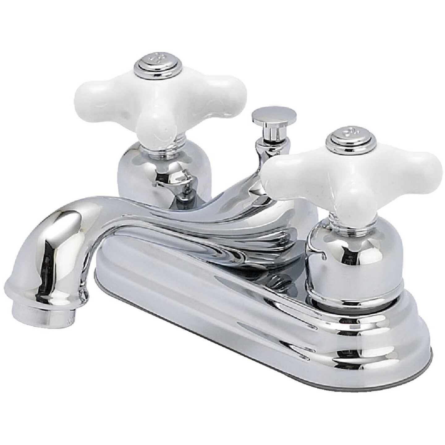 Home Impressions Chrome 2-Handle Cross Knob 4 In. Centerset Bathroom Faucet with Pop-Up Image 1