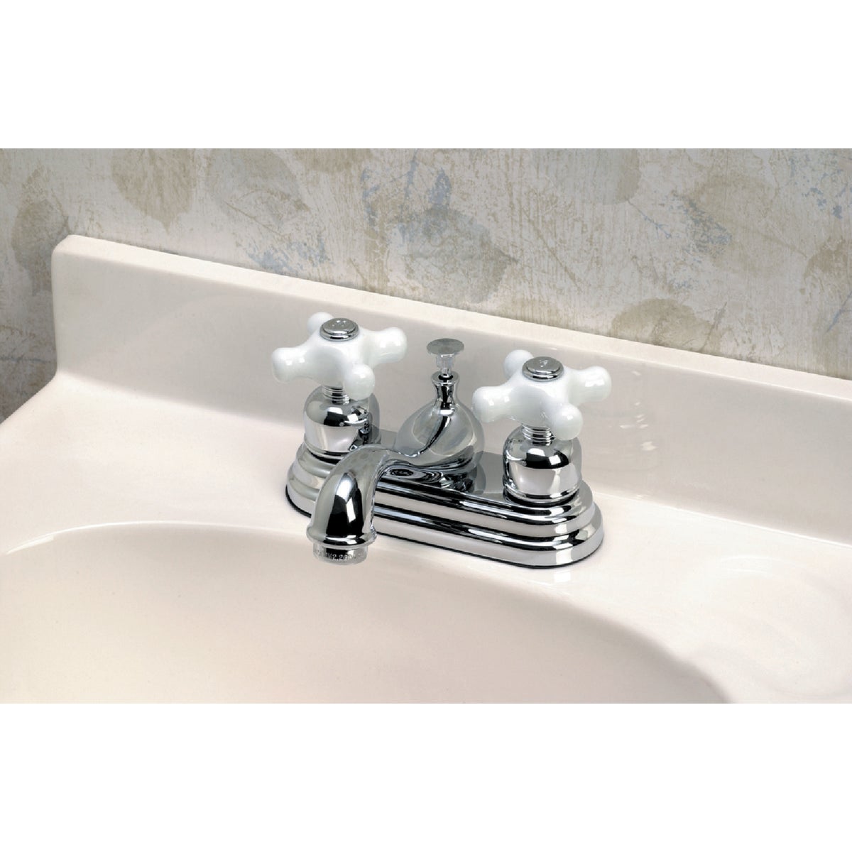 Home Impressions Chrome 2-Handle Cross Knob 4 In. Centerset Bathroom Faucet with Pop-Up Image 2