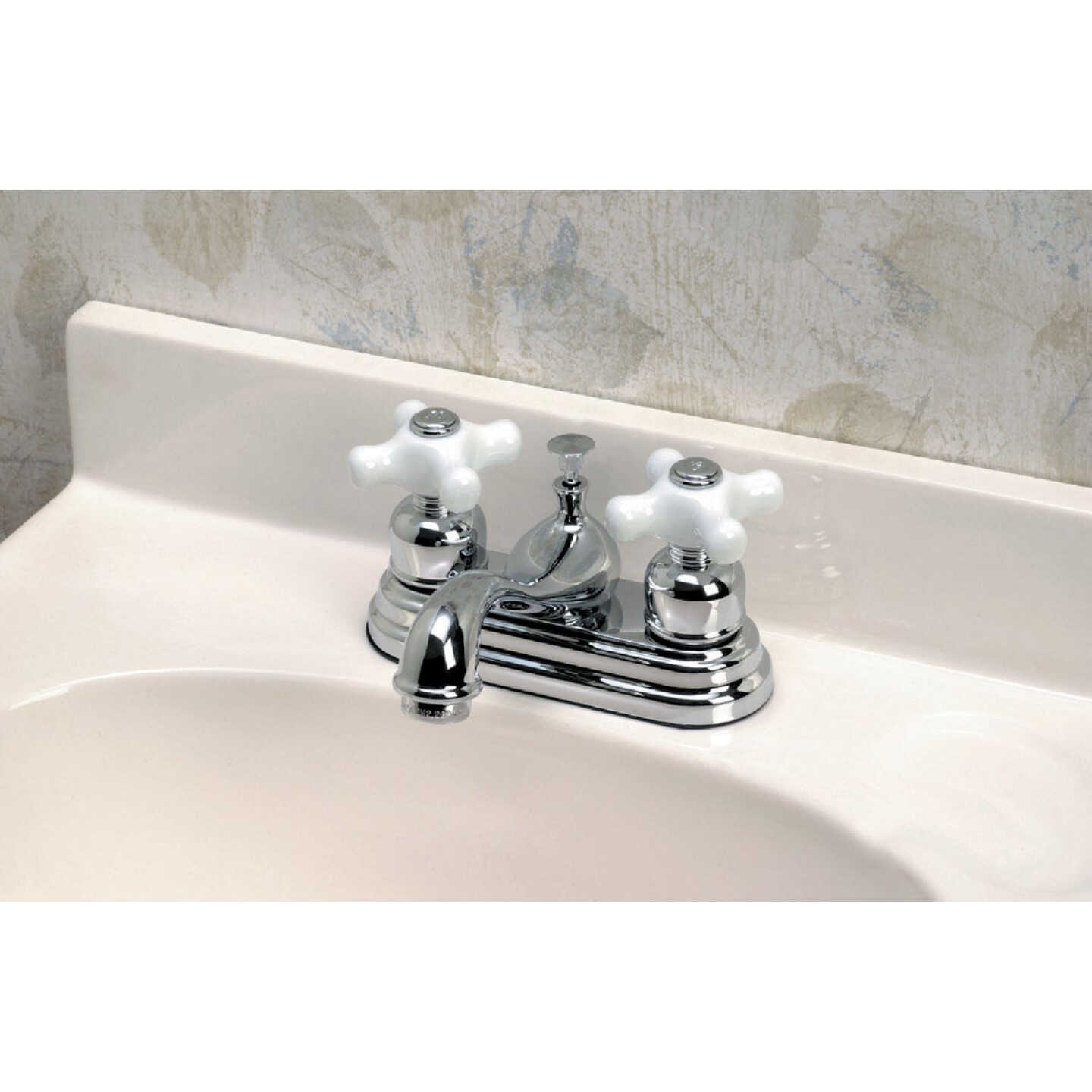 Home Impressions Chrome 2-Handle Cross Knob 4 In. Centerset Bathroom Faucet with Pop-Up Image 2