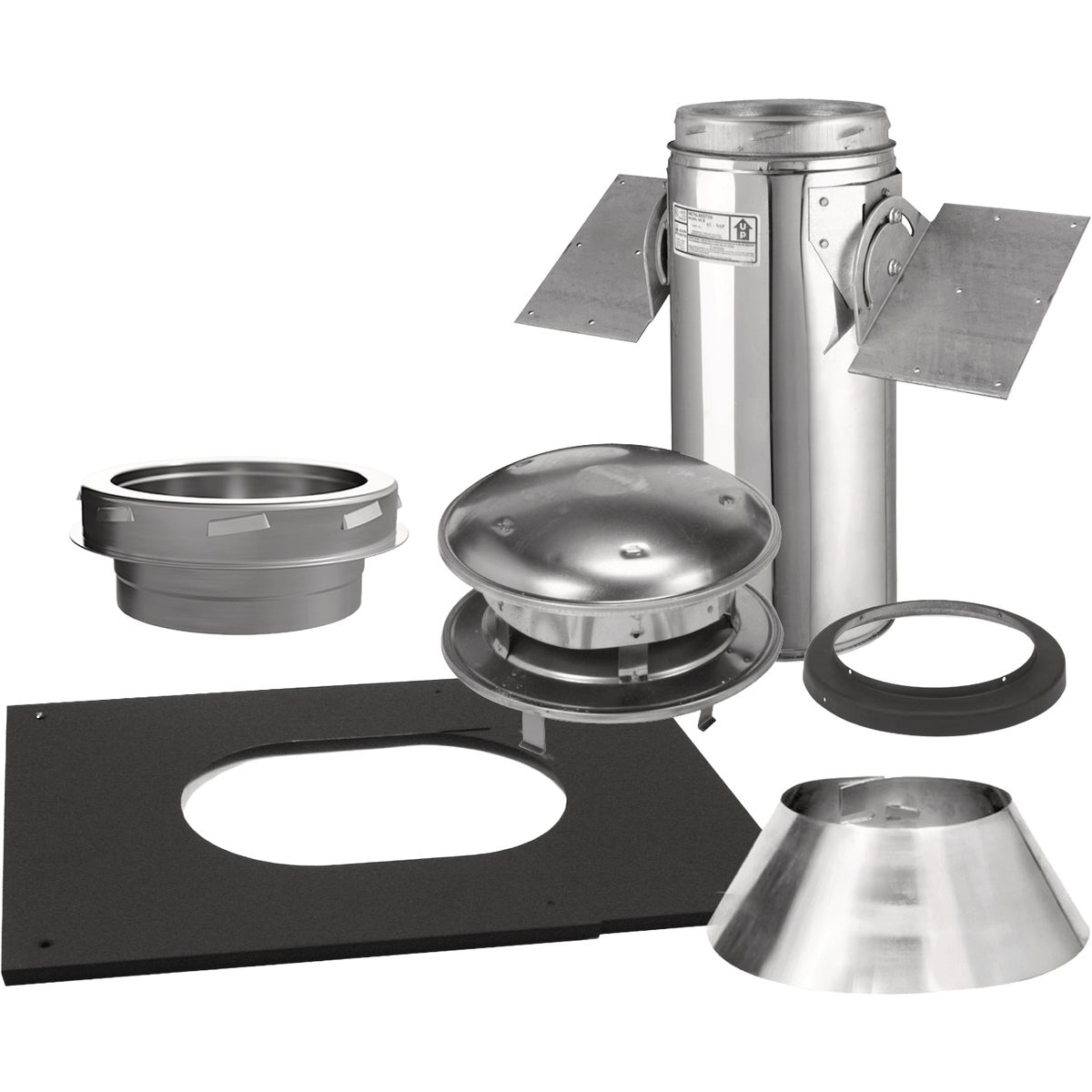 SELKIRK Sure-Temp 6 In. Stainless Steel Pitched Ceiling Chimney Support Kit Image 1