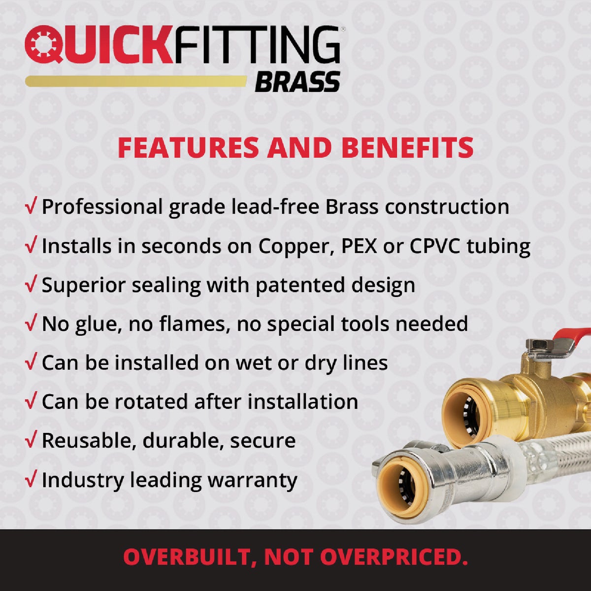 QuickFitting 3/4 In. Push-to-Connect x 3/4 In. FIP x 18 In. Full Port Braided Stainless Steel Water Heater Connector Hose Image 4