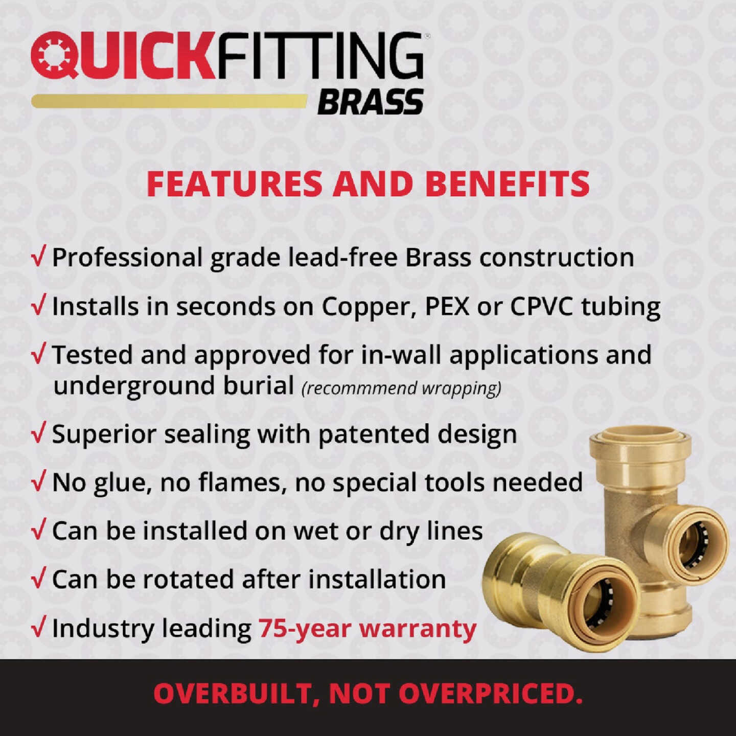 QuickFitting 3/4 In. Push-to-Connect Brass Slip Repair Coupling Image 4