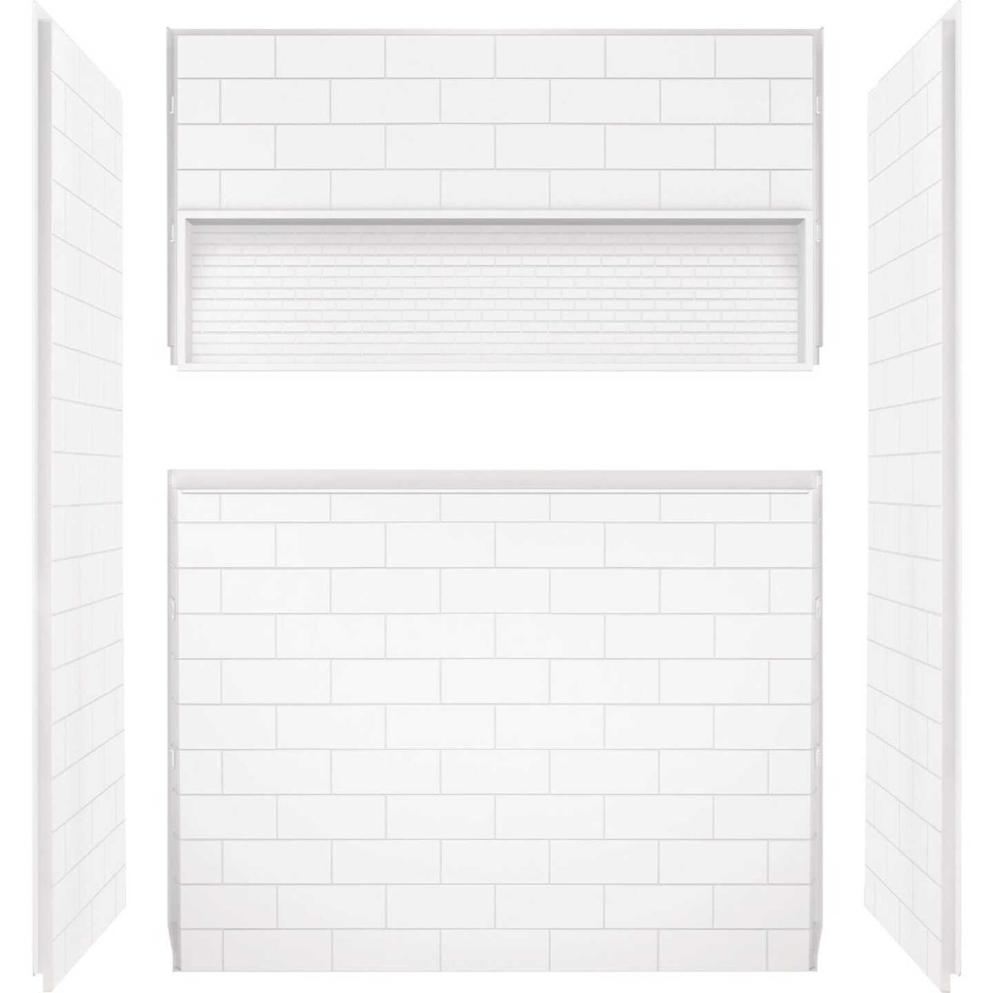 Bootz NexTile 6030 60 In. x 74 In. x 30 In. Direct-to-Stud Shower Wall Kit in White (4-Piece) Image 6