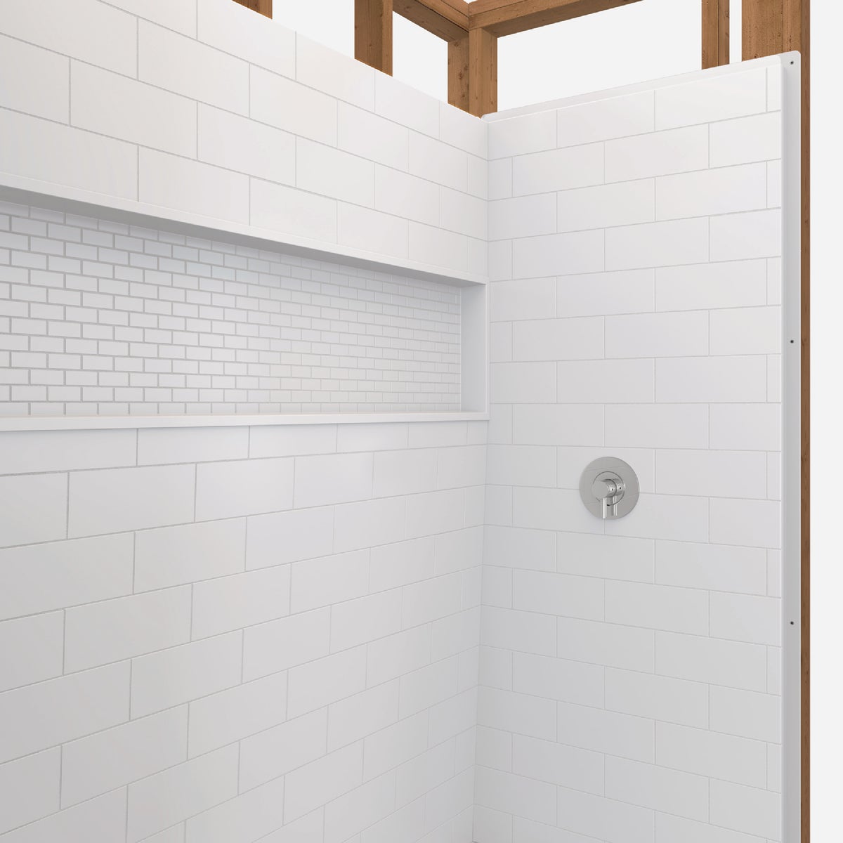 Bootz NexTile 6030 60 In. x 74 In. x 30 In. Direct-to-Stud Shower Wall Kit in White (4-Piece) Image 5