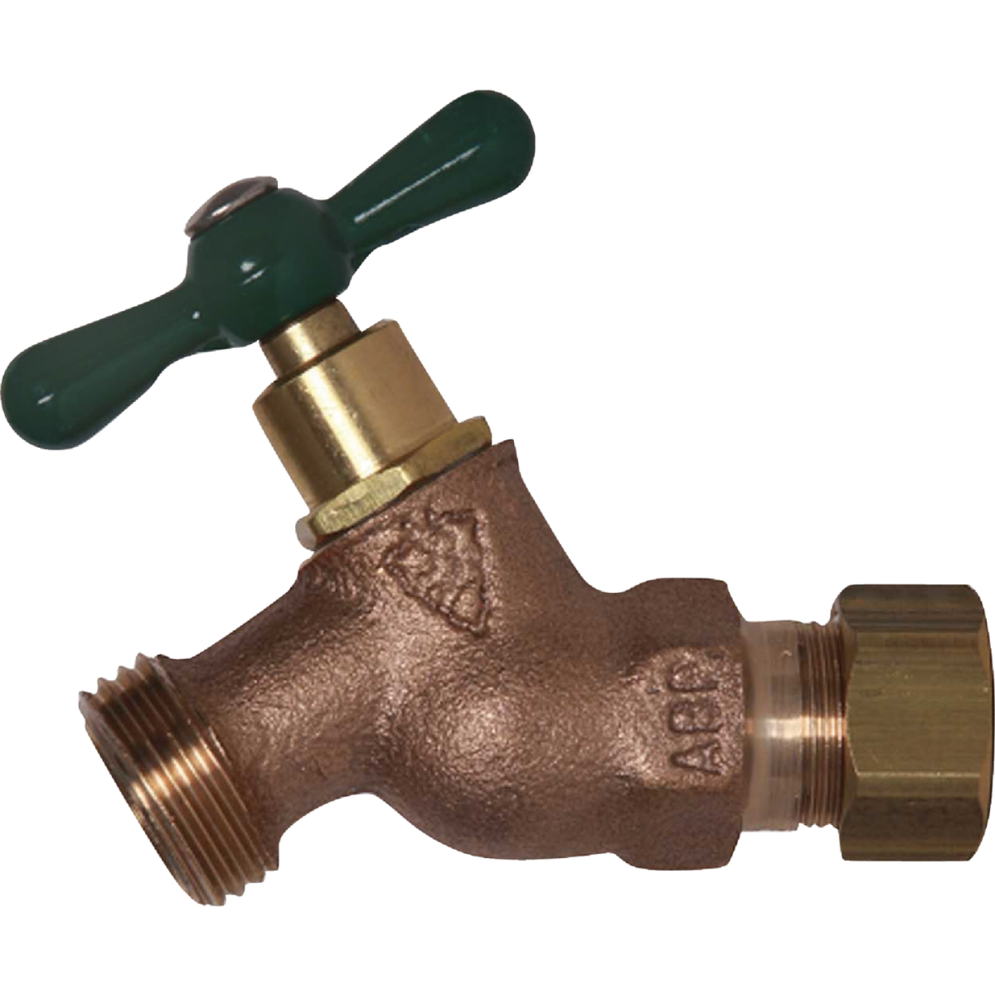Arrowhead Brass 1/2 In. Female Compression x 3/4 In. Male Hose Thread No-Kink Hose Bibb Image 1