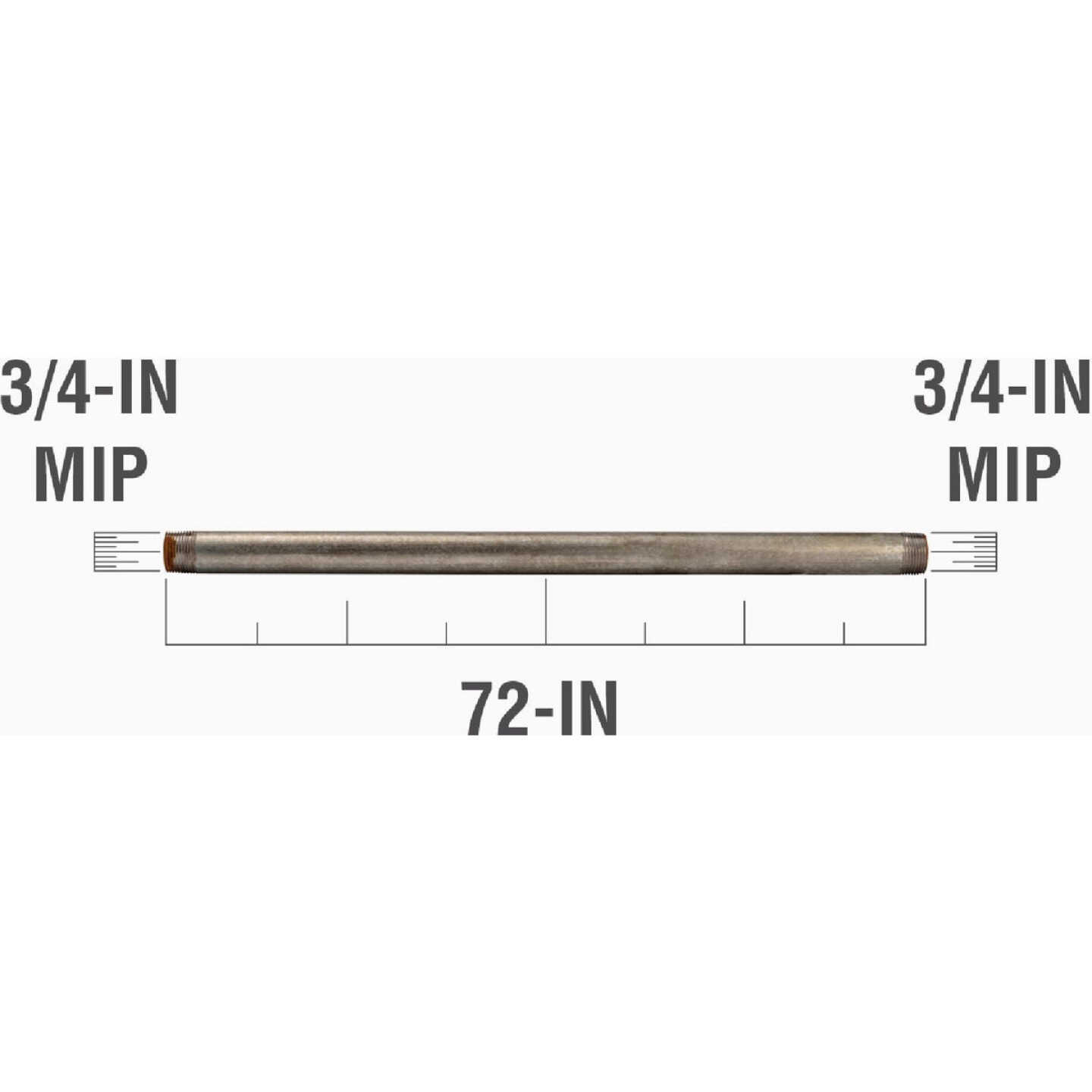 Southland 3/4 In. x 72 In. Carbon Steel Threaded Galvanized Pipe Image 2