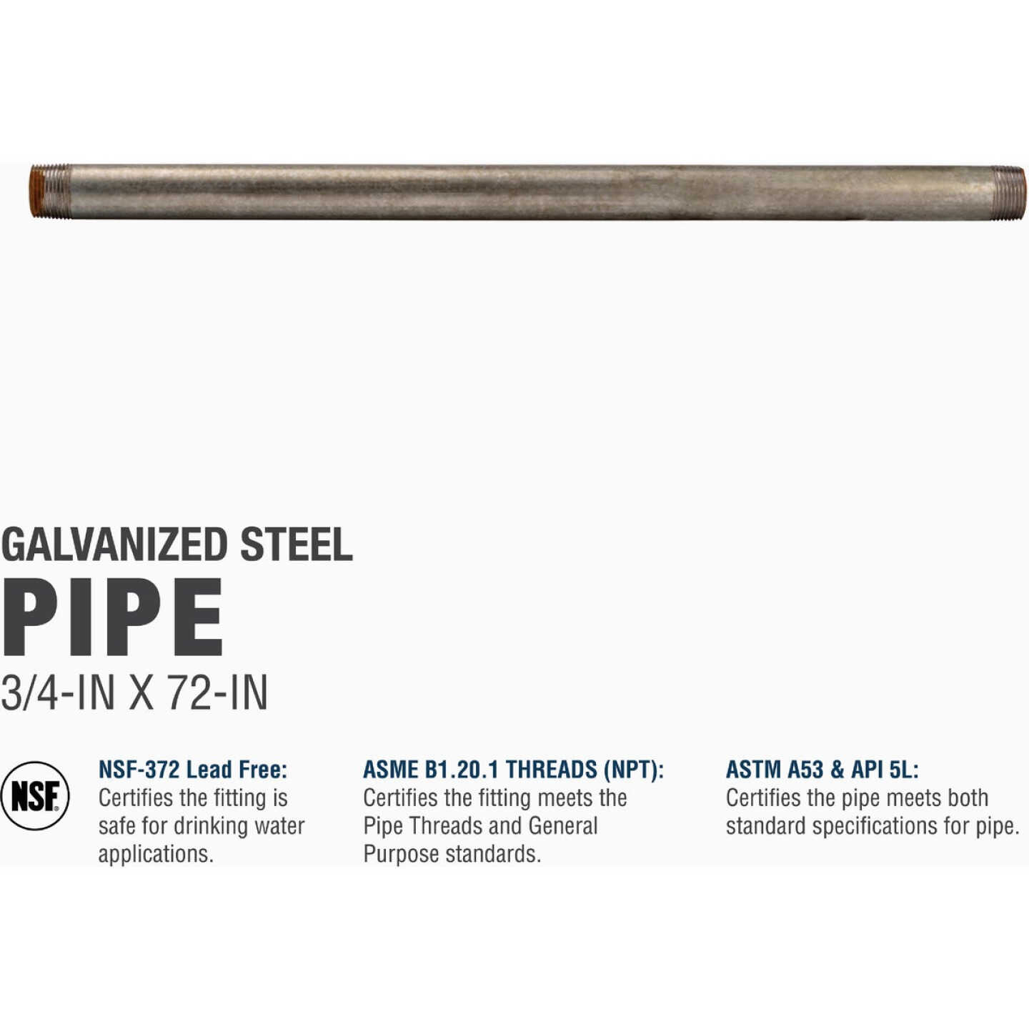 Southland 3/4 In. x 72 In. Carbon Steel Threaded Galvanized Pipe Image 4