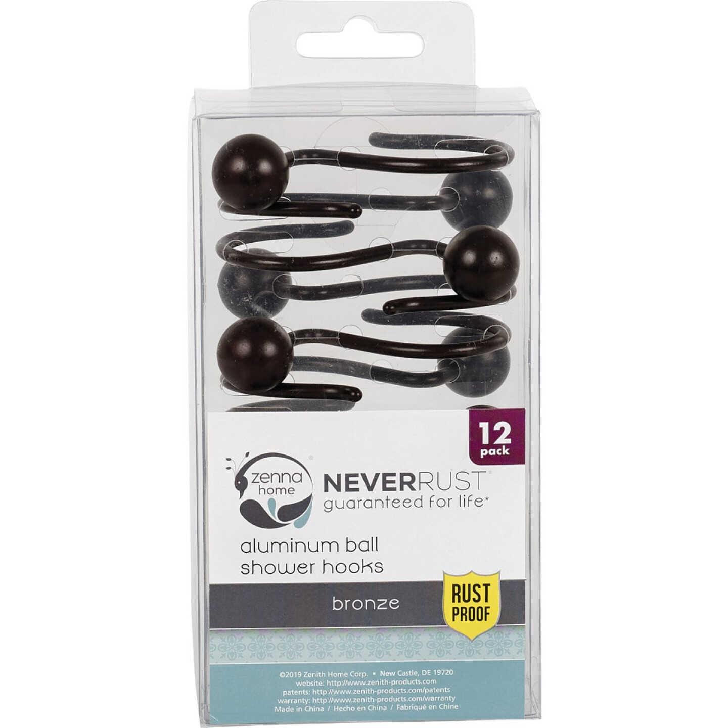 Zenna Home Bronze Aluminum Shower Curtain Ball Hook (12-Count) Image 3
