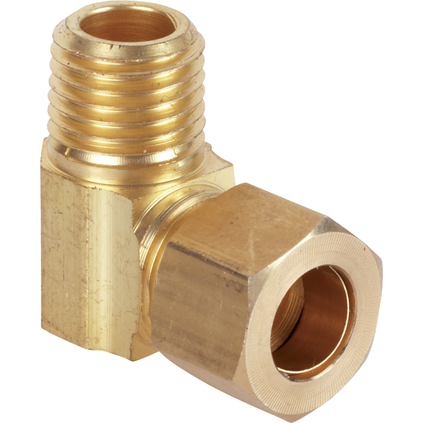 Do it 3/8 In. x 3/8 In. Male 90 Deg. Low Lead Compression Brass Elbow (1/4 Bend) Image 1