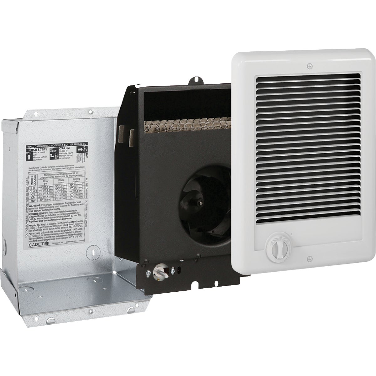 Cadet Com-Pak 1000W 120V Electric Fan-Forced Heater with Thermostat, White Image 6