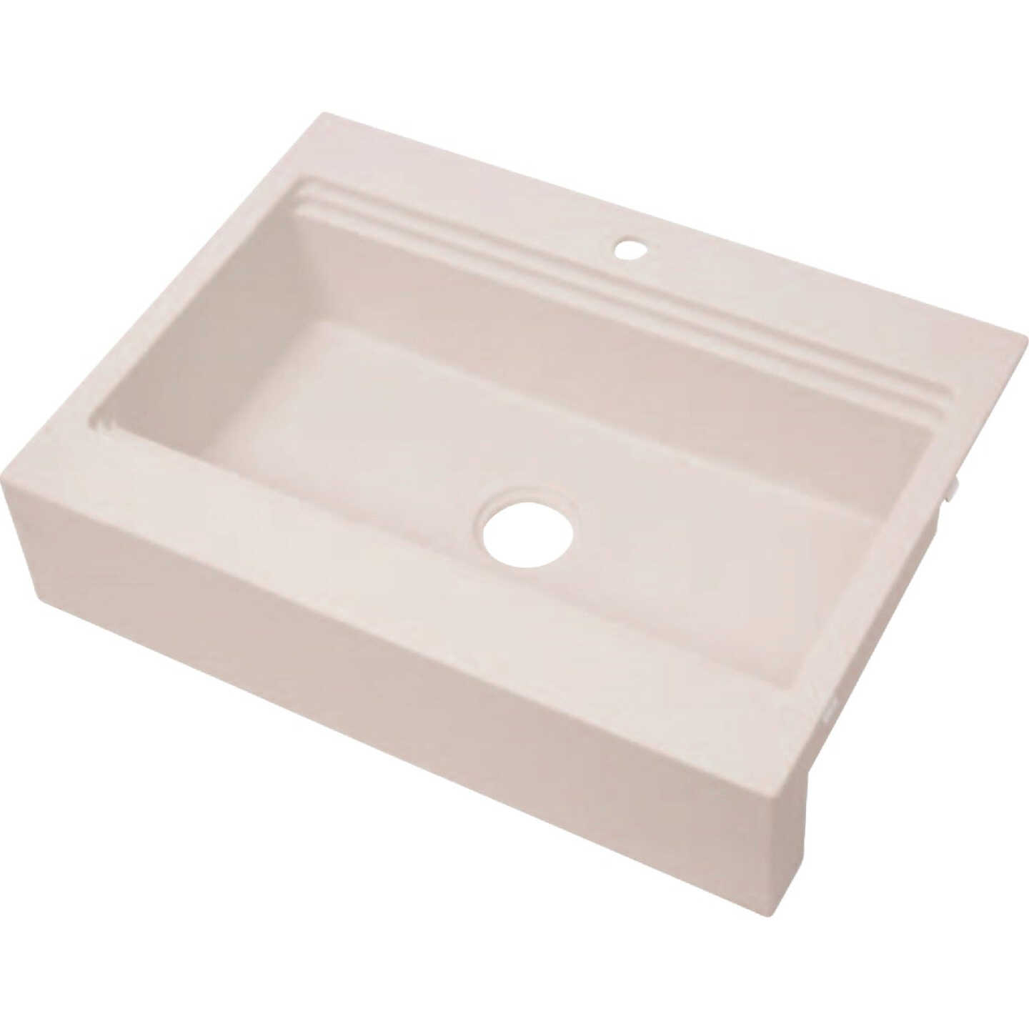 Compass Manufacturing Single Bowl 33 In. x 24 In. x 8 In. White Granite 7-1/2 In. Flat Front Apron Work Station Sink Image 1