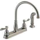 Delta Windemere 2-Handle Lever Kitchen Faucet with Side Spray, Stainless Image 1