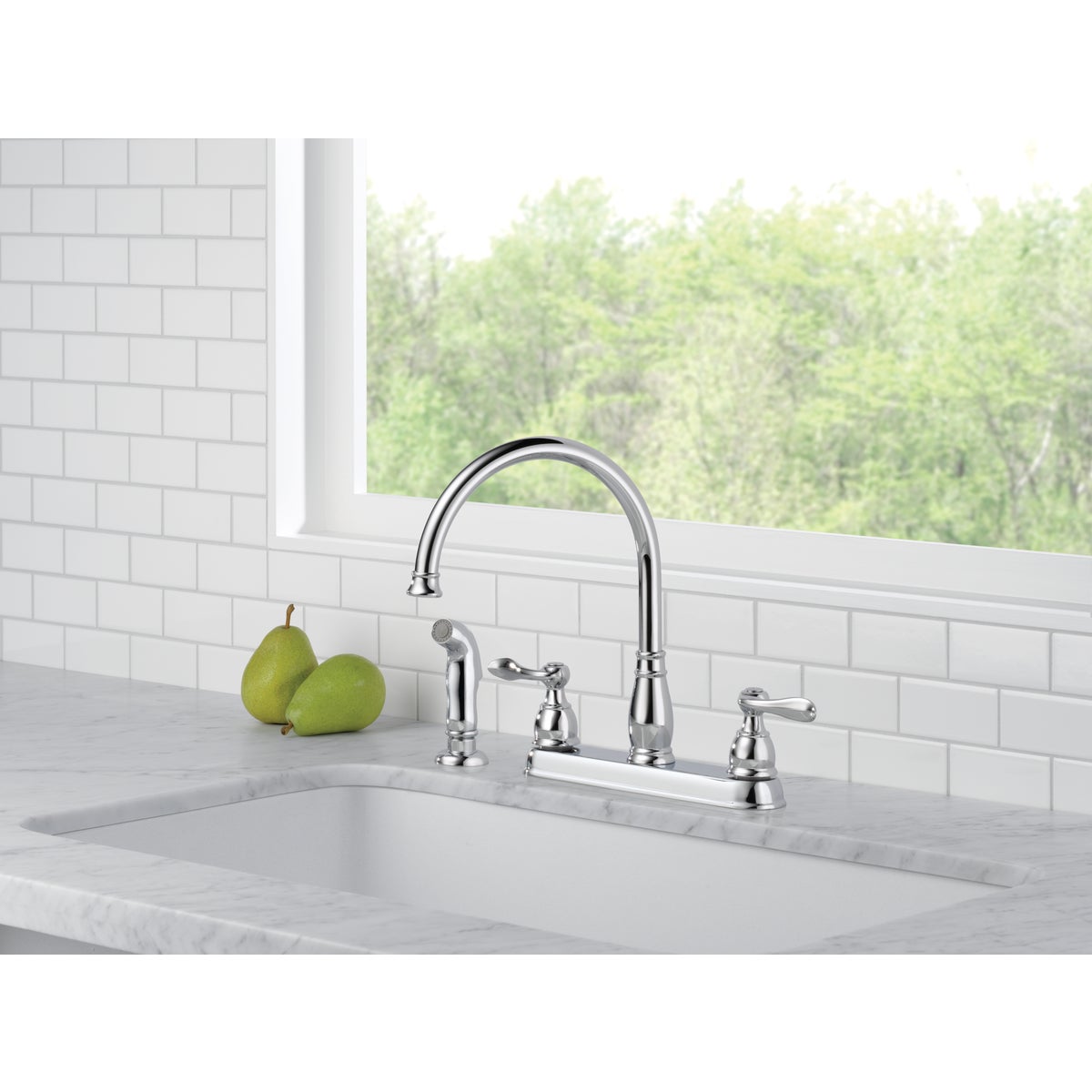 Delta Windemere 2-Handle Lever Kitchen Faucet with Side Spray, Stainless Image 4