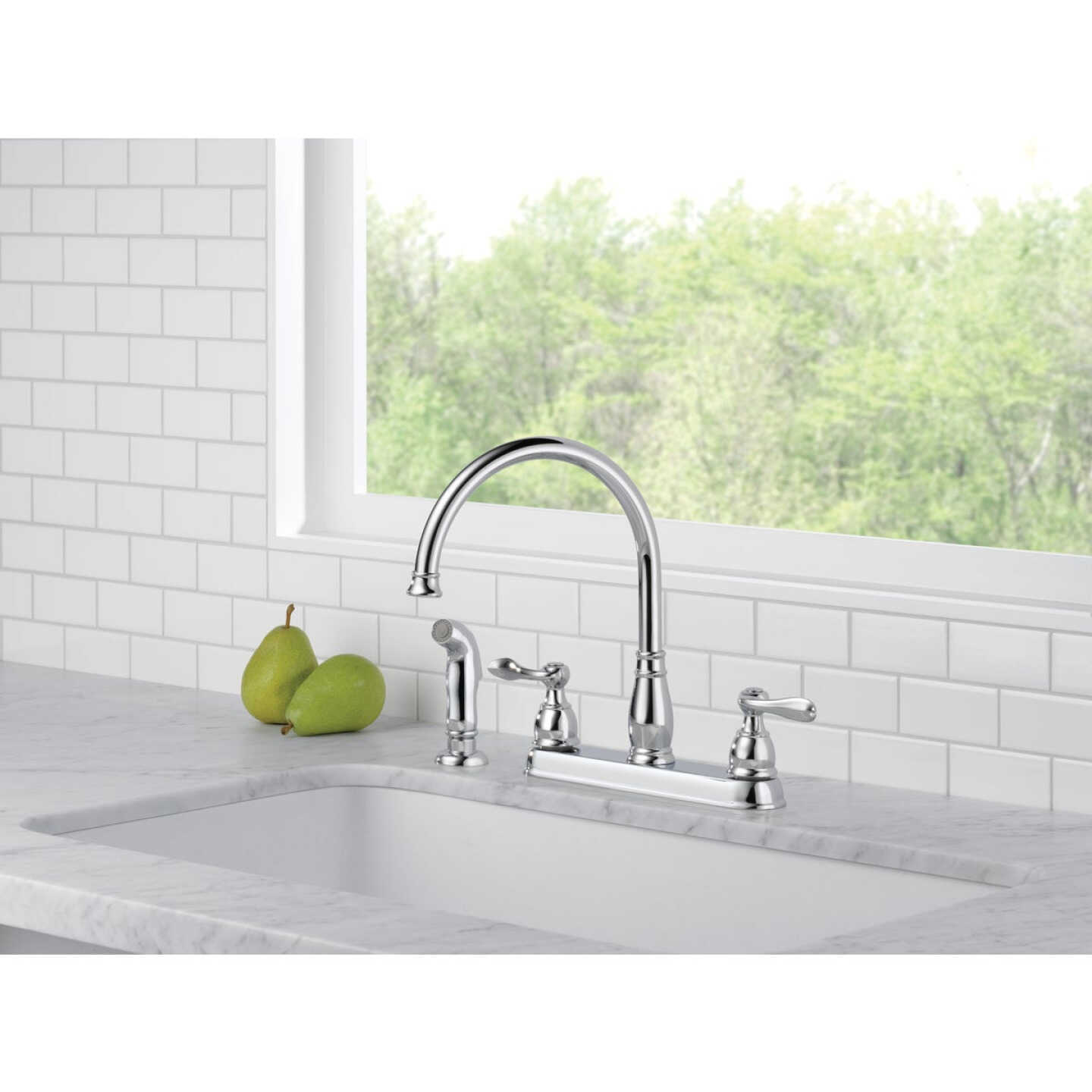 Delta Windemere 2-Handle Lever Kitchen Faucet with Side Spray, Stainless Image 4