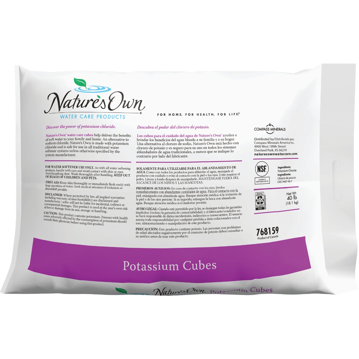 Nature's Own 40 Lb. Potassium Water Softener Salt Cubes Image 2