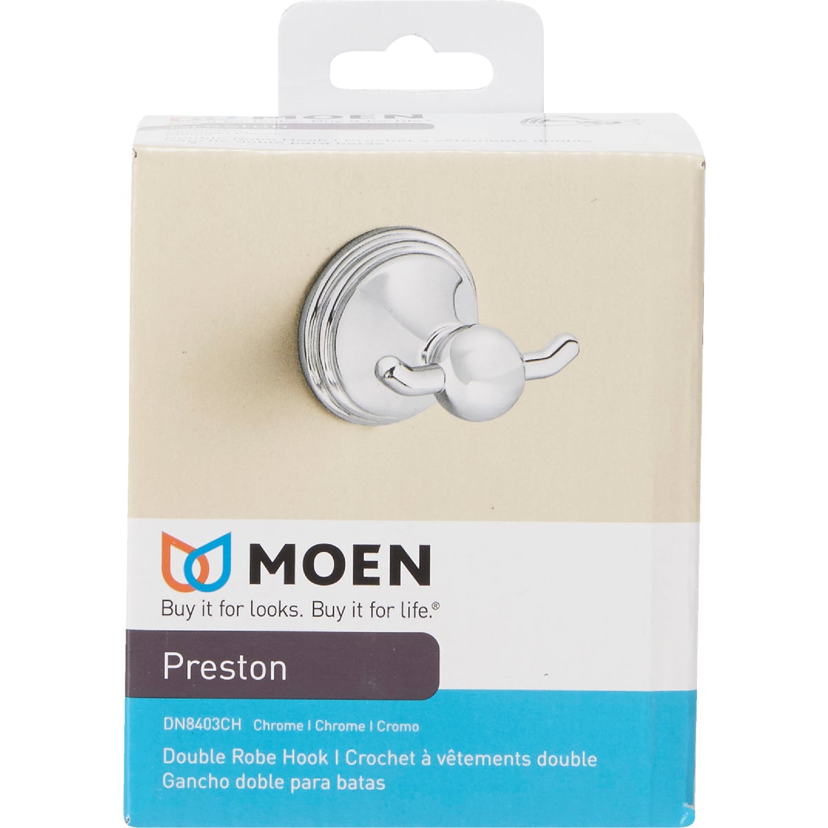 Moen Preston Double Robe Hook, Chrome Image 2