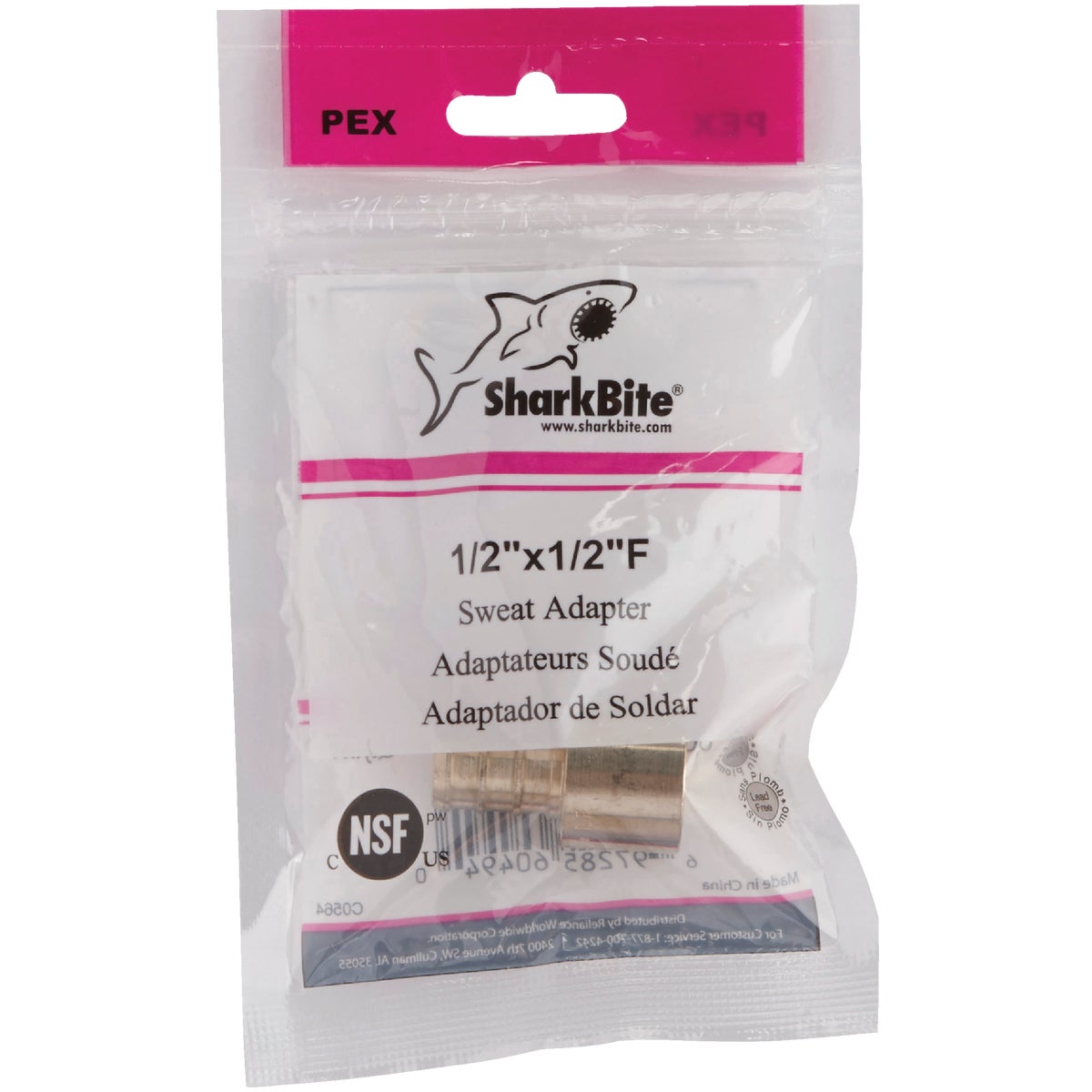 SharkBite 1/2 In. Female Sweat x 1/2 In. CF Brass PEX Adapter Image 2