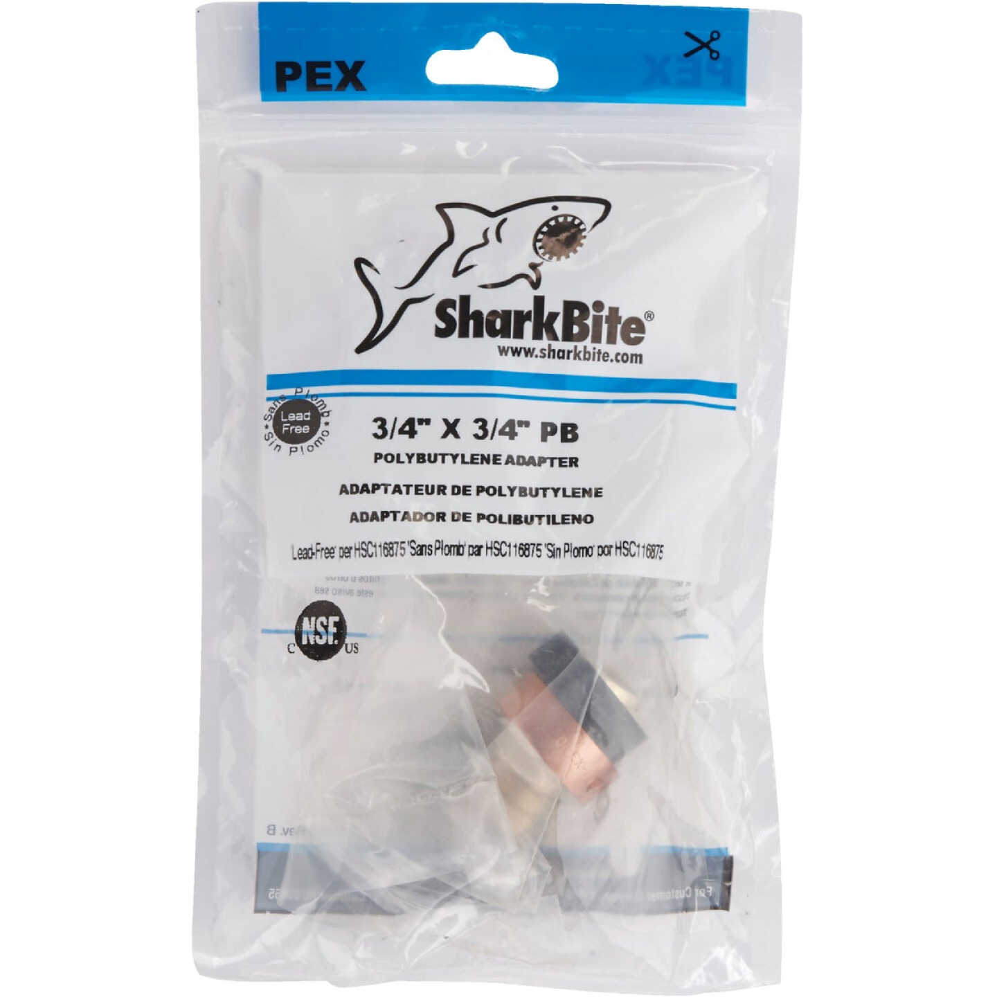 SharkBite Crimp Transition Low Lead 3/4 In. Polybutylene, Brass PEX Coupling Image 2