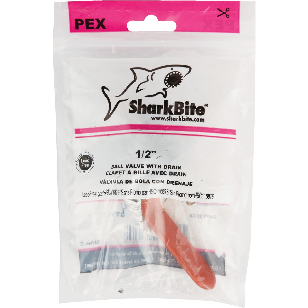 SharkBite 1/2 In. Brass Barb Ball Valve with Drain Image 2